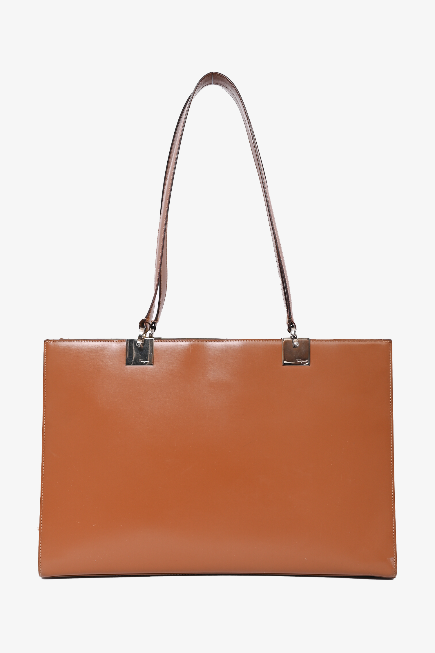 Salvatore Ferragamo Brown Leather Tote With Suede Interior
