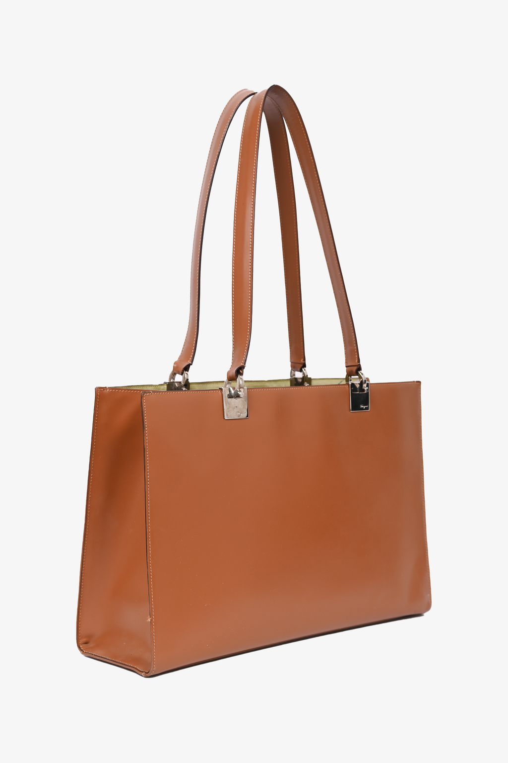 Salvatore Ferragamo Brown Leather Tote With Suede Interior