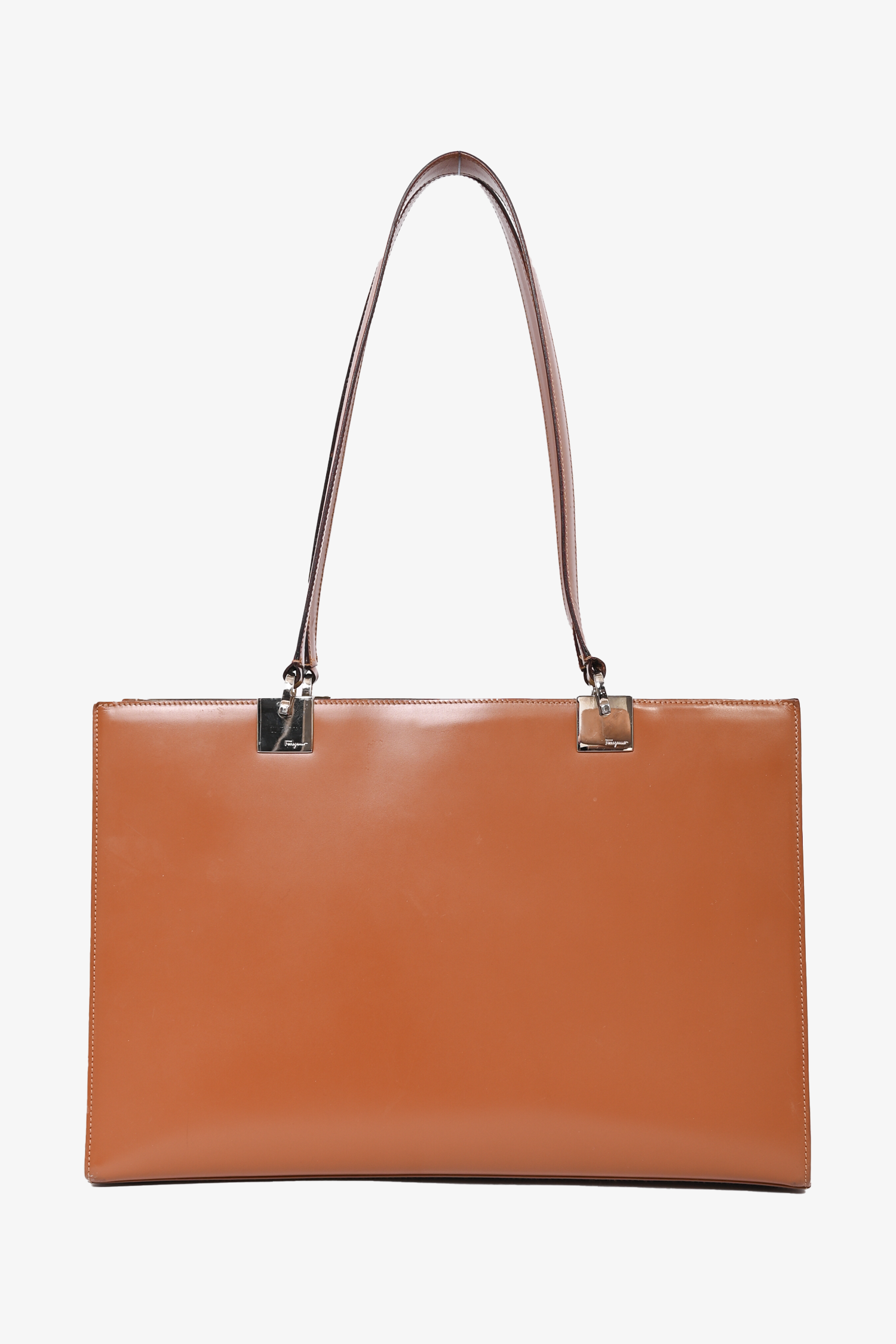 Salvatore Ferragamo Brown Leather Tote With Suede Interior