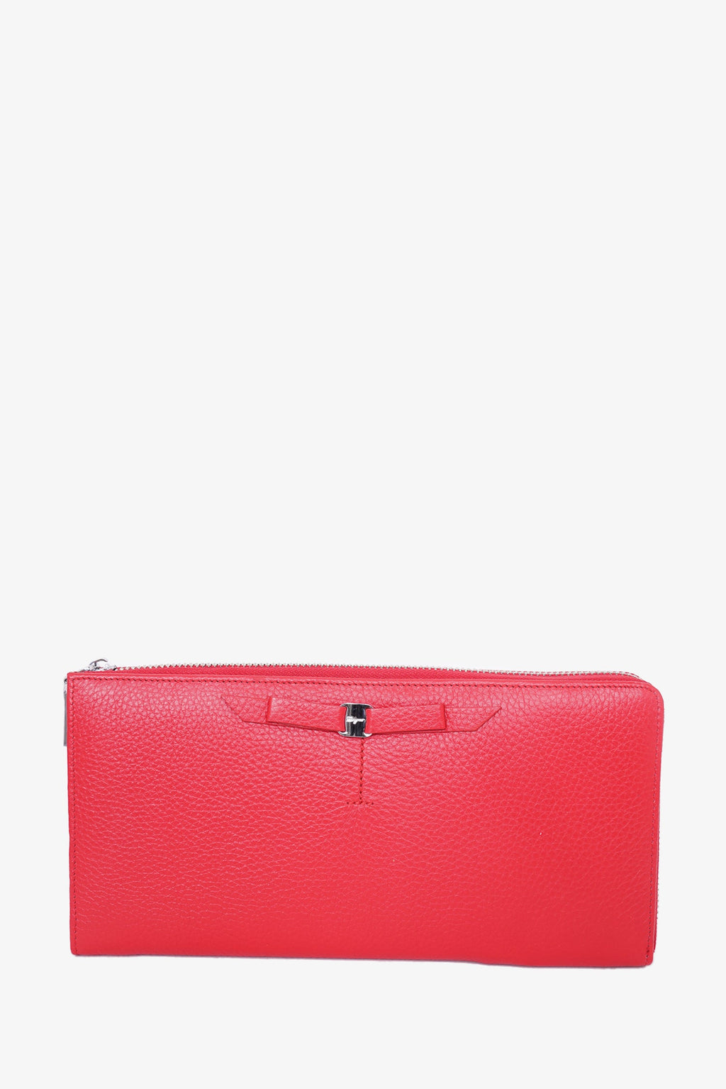 Salvatore Ferragamo Red Leather Vara Bow Pouch
