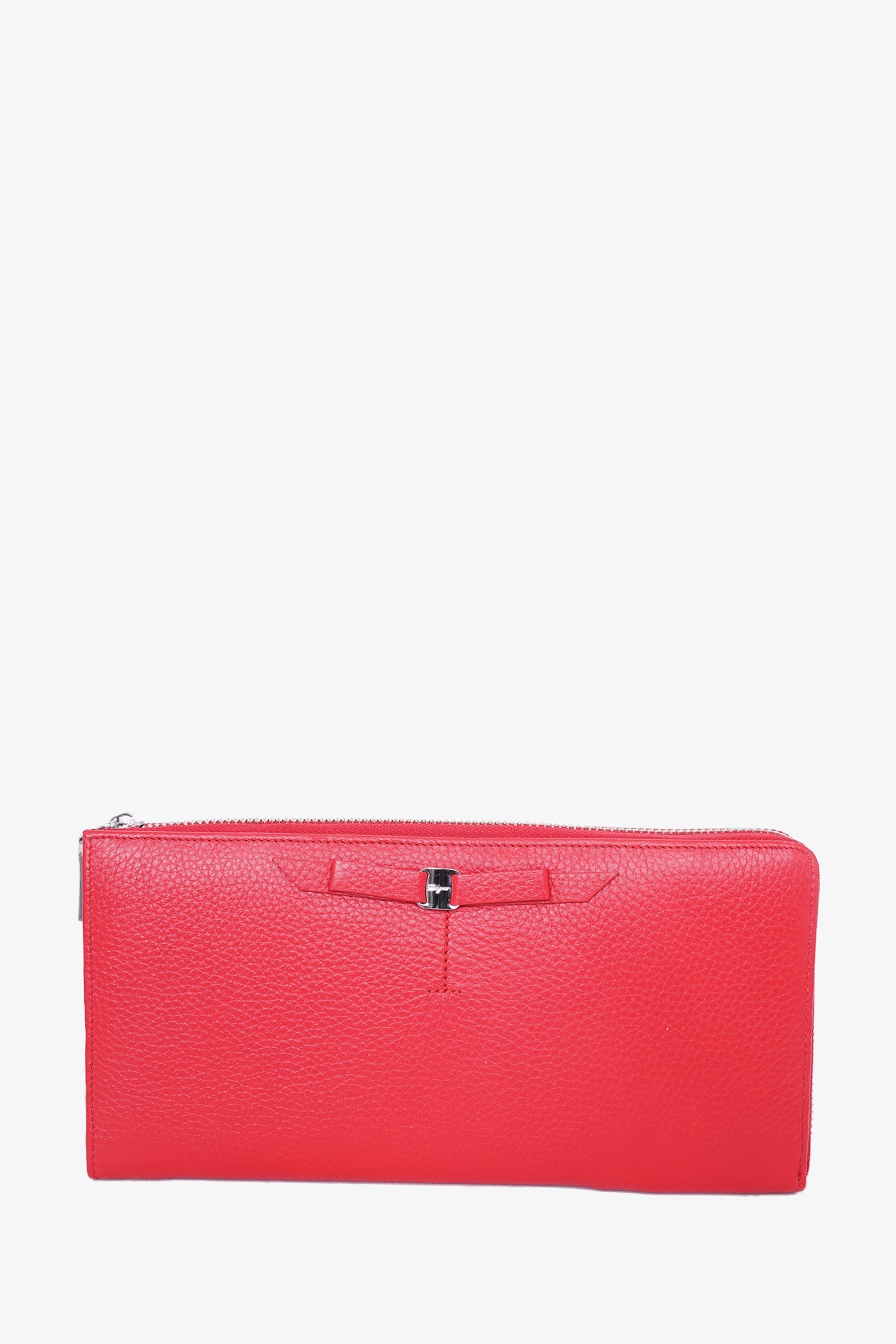 Salvatore Ferragamo Red Leather Vara Bow Pouch
