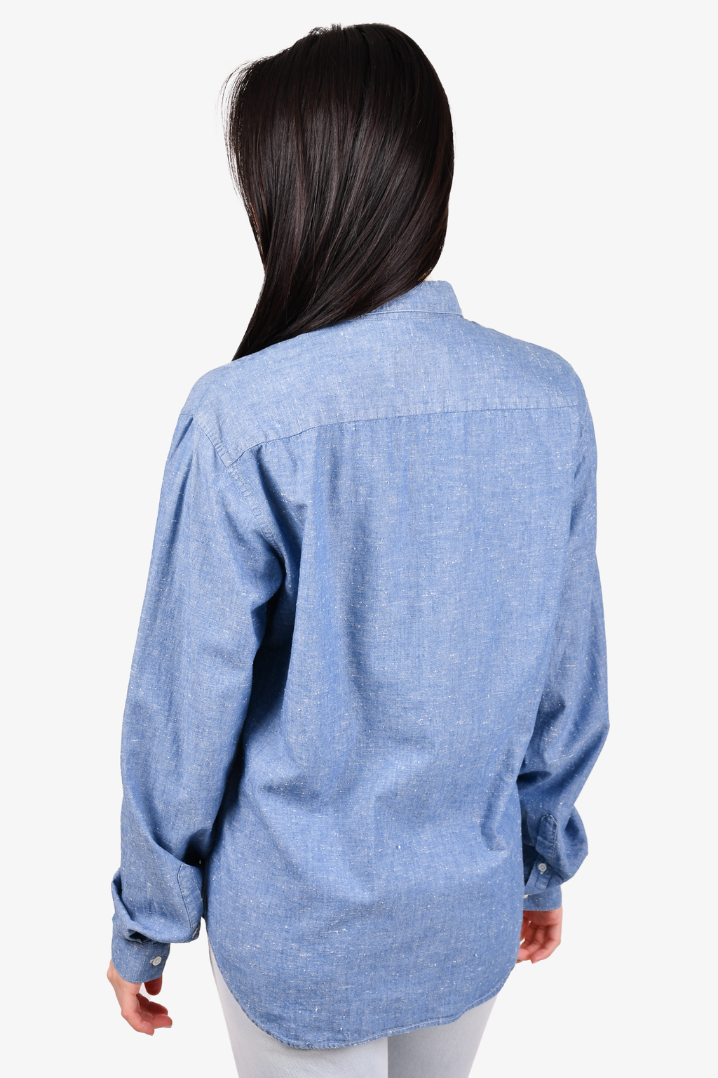 Sandro Blue/White Speckled Button Down Top Size L