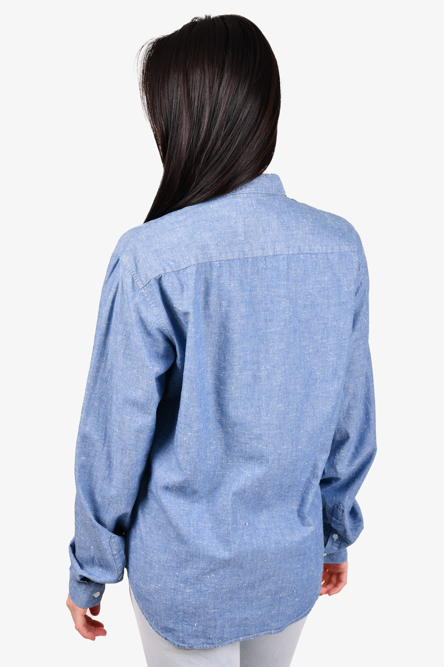 Sandro Blue/White Speckled Button Down Top Size L