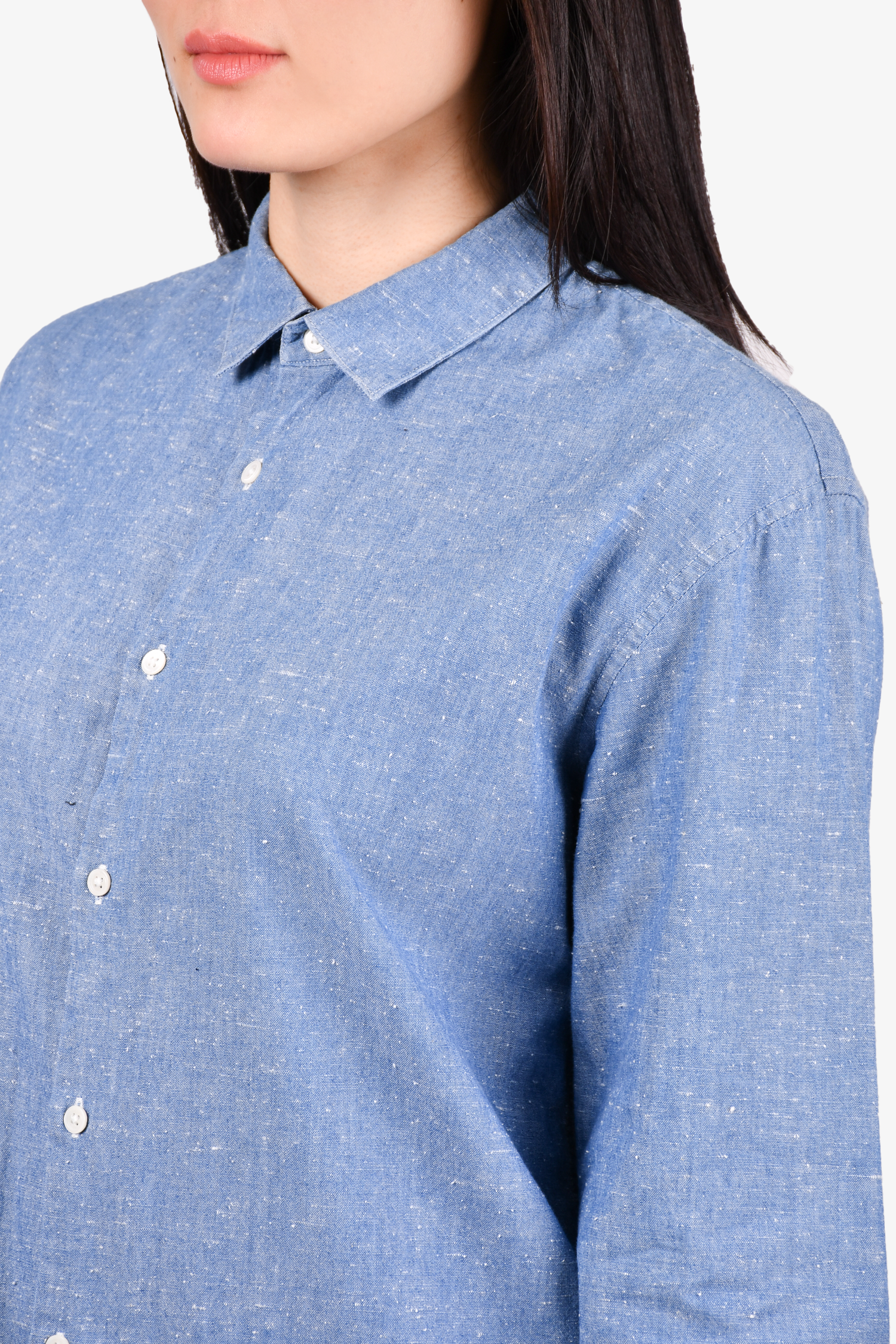 Sandro Blue/White Speckled Button Down Top Size L