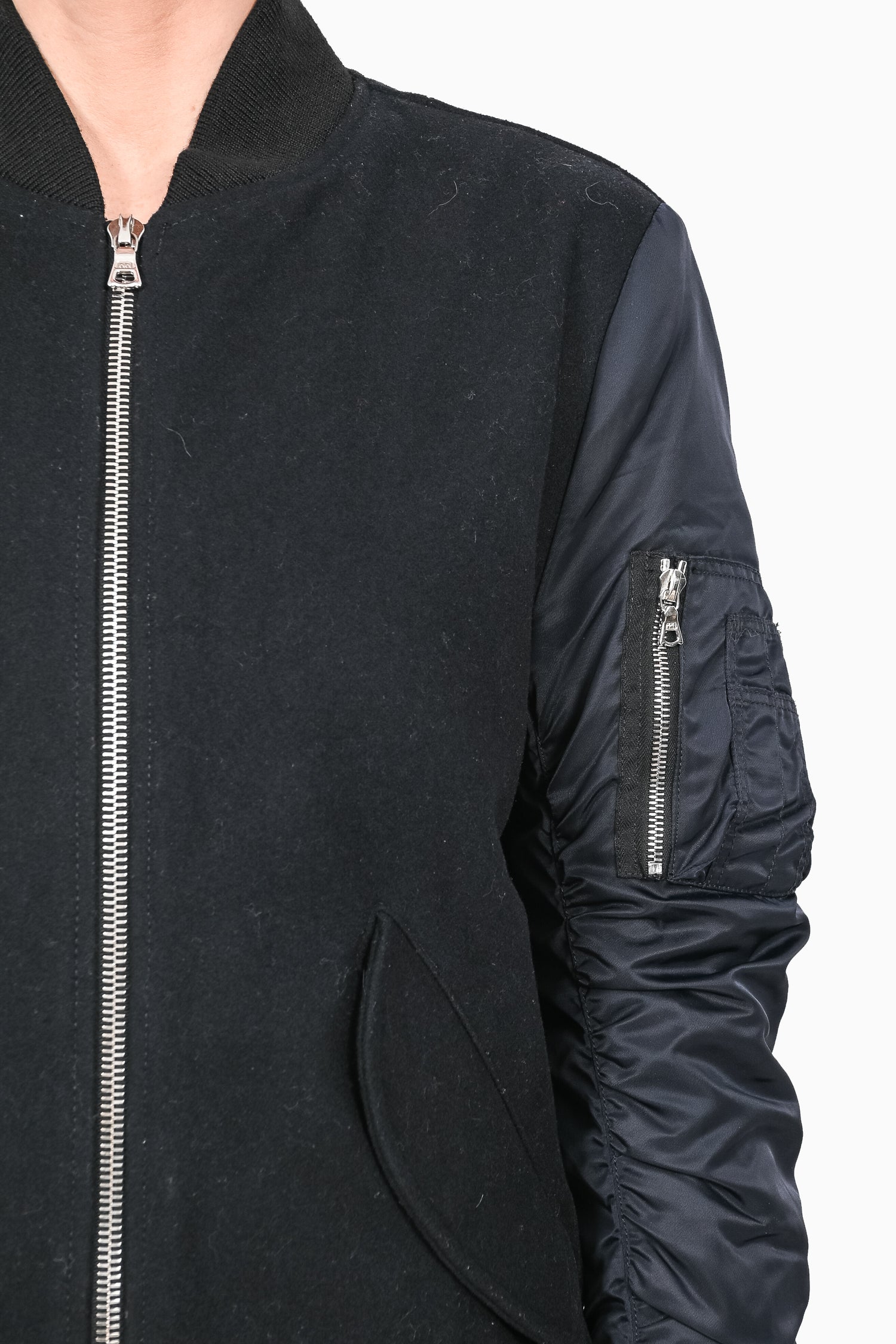 Sandro Navy Wool/Nylon Bomber Jacket Size S Mens (As Is)