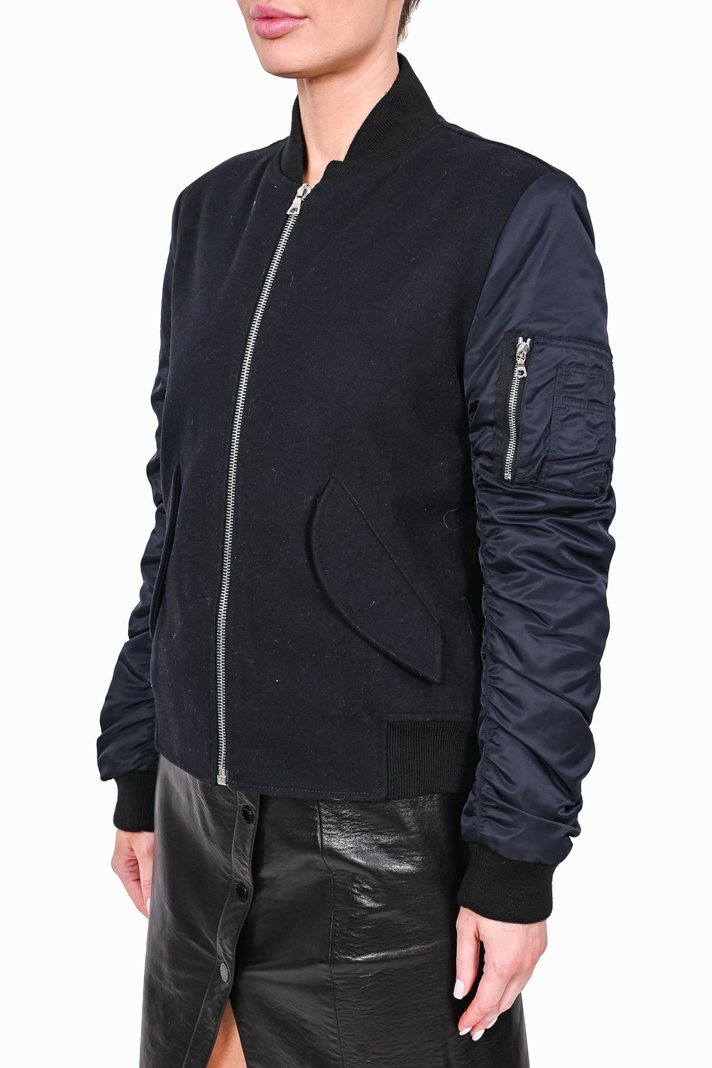 Sandro Navy Wool/Nylon Bomber Jacket Size S Mens (As Is)