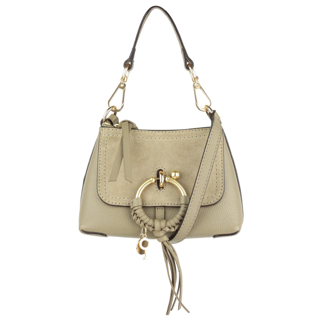 See by Chloe Khaki Grey Mixed Leather Mini Joan Two Way Shoulder Bag