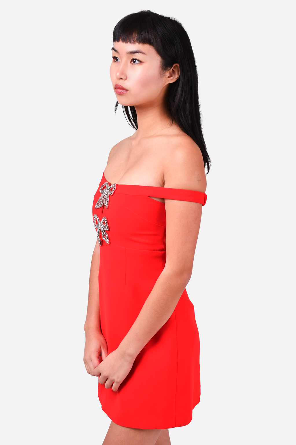 Self-Portrait Red Crystal Bow Mini Dress Size 0