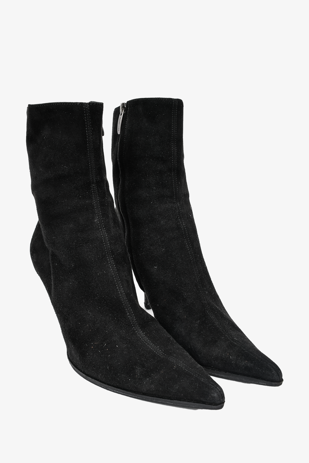 Sergio Rossi Black Suede Kitten Heel Ankle Boot Size 41