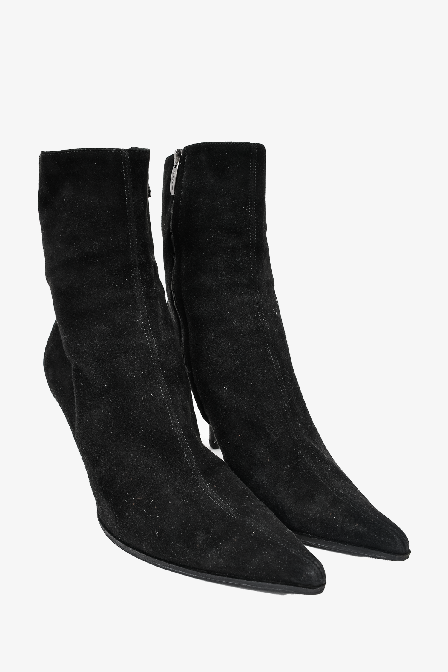 Sergio Rossi Black Suede Kitten Heel Ankle Boot Size 41