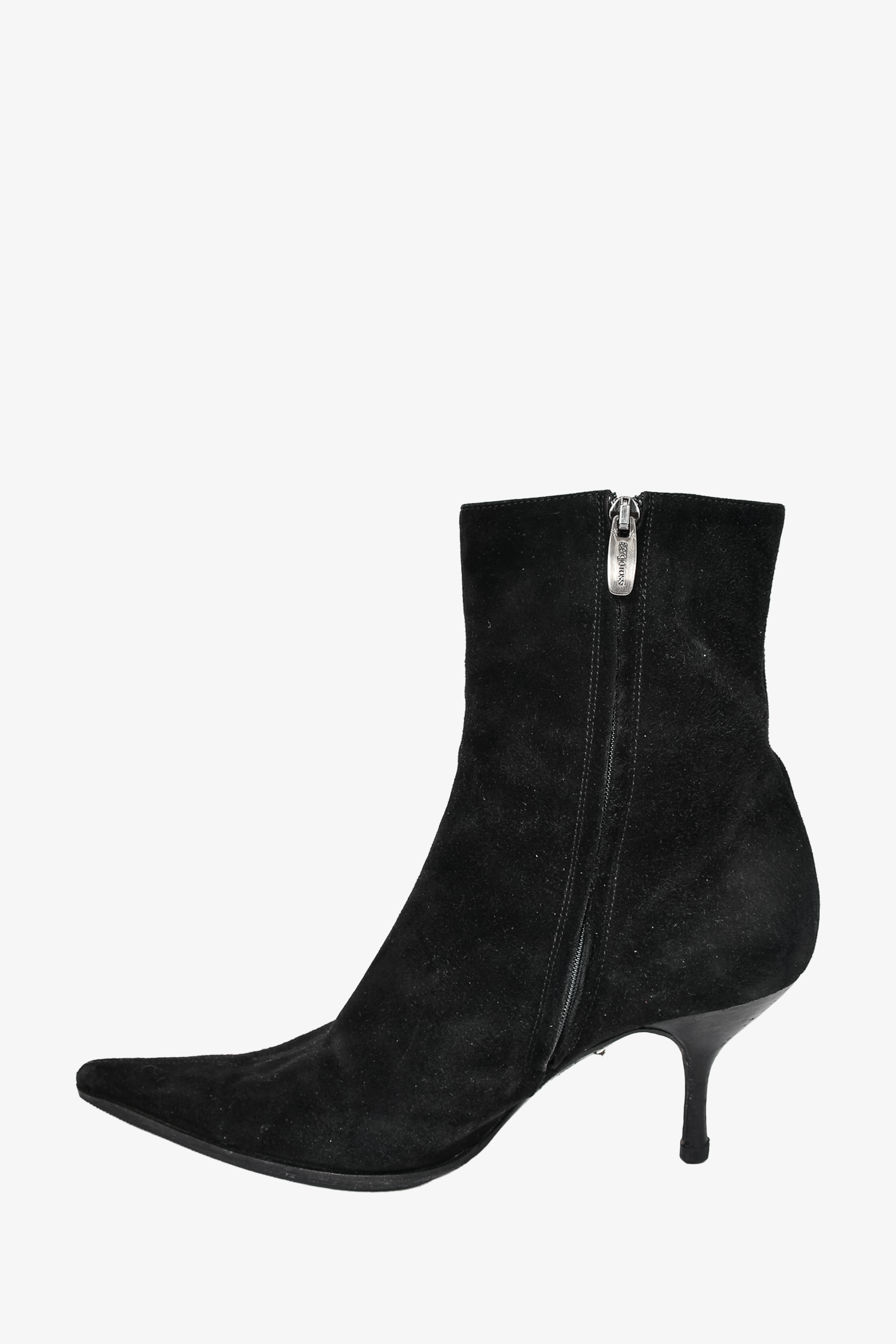 Sergio Rossi Black Suede Kitten Heel Ankle Boot Size 41