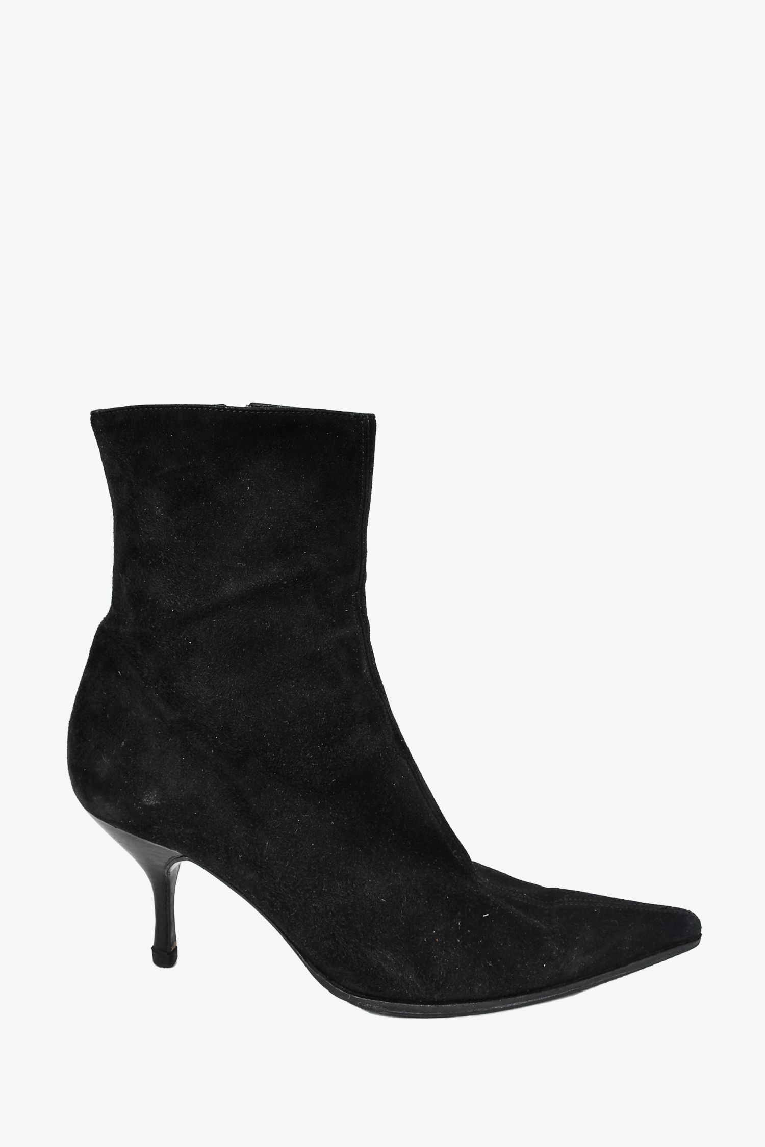 Sergio Rossi Black Suede Kitten Heel Ankle Boot Size 41