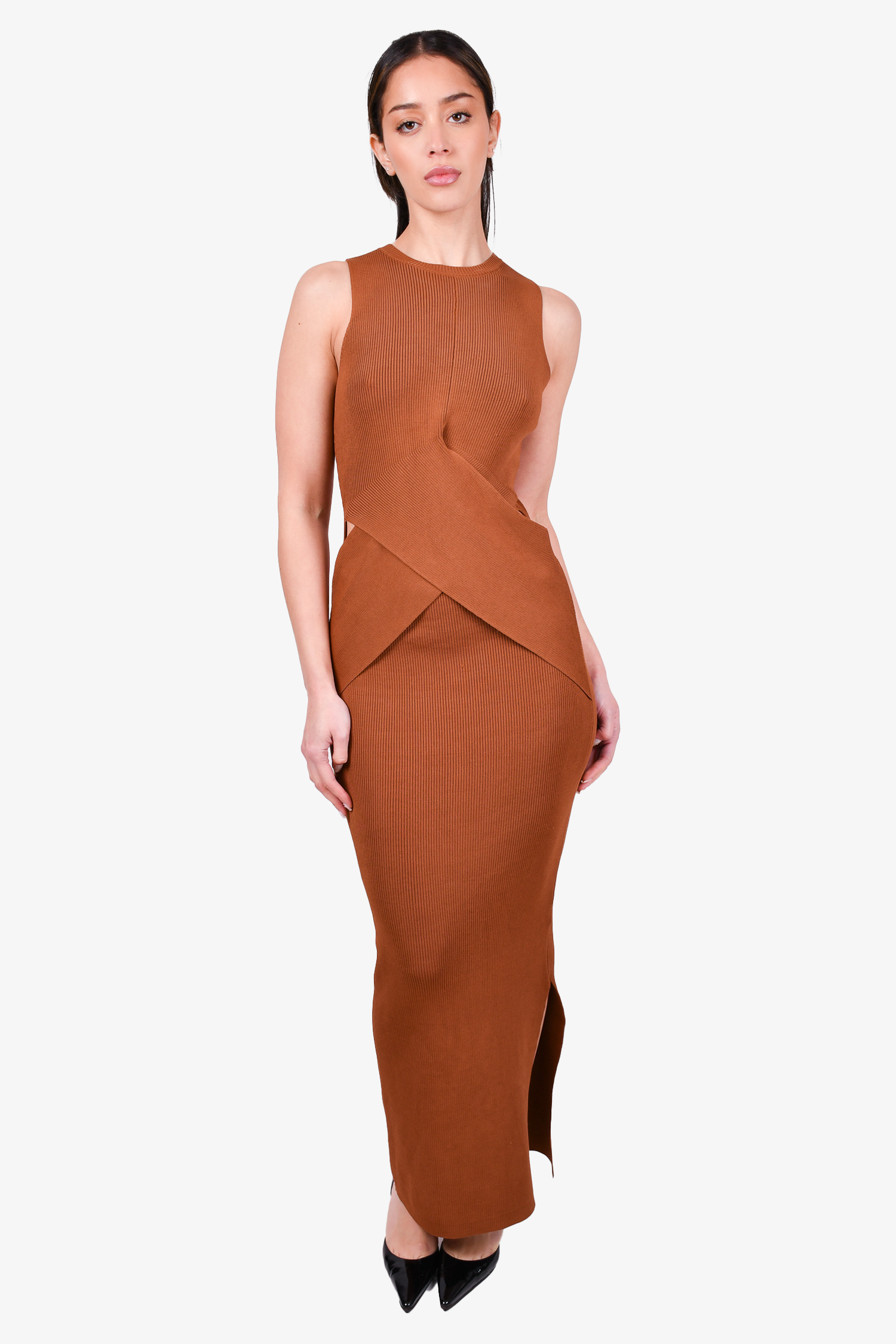 Sir. Brown Knit Sleeveless Dress Size 2