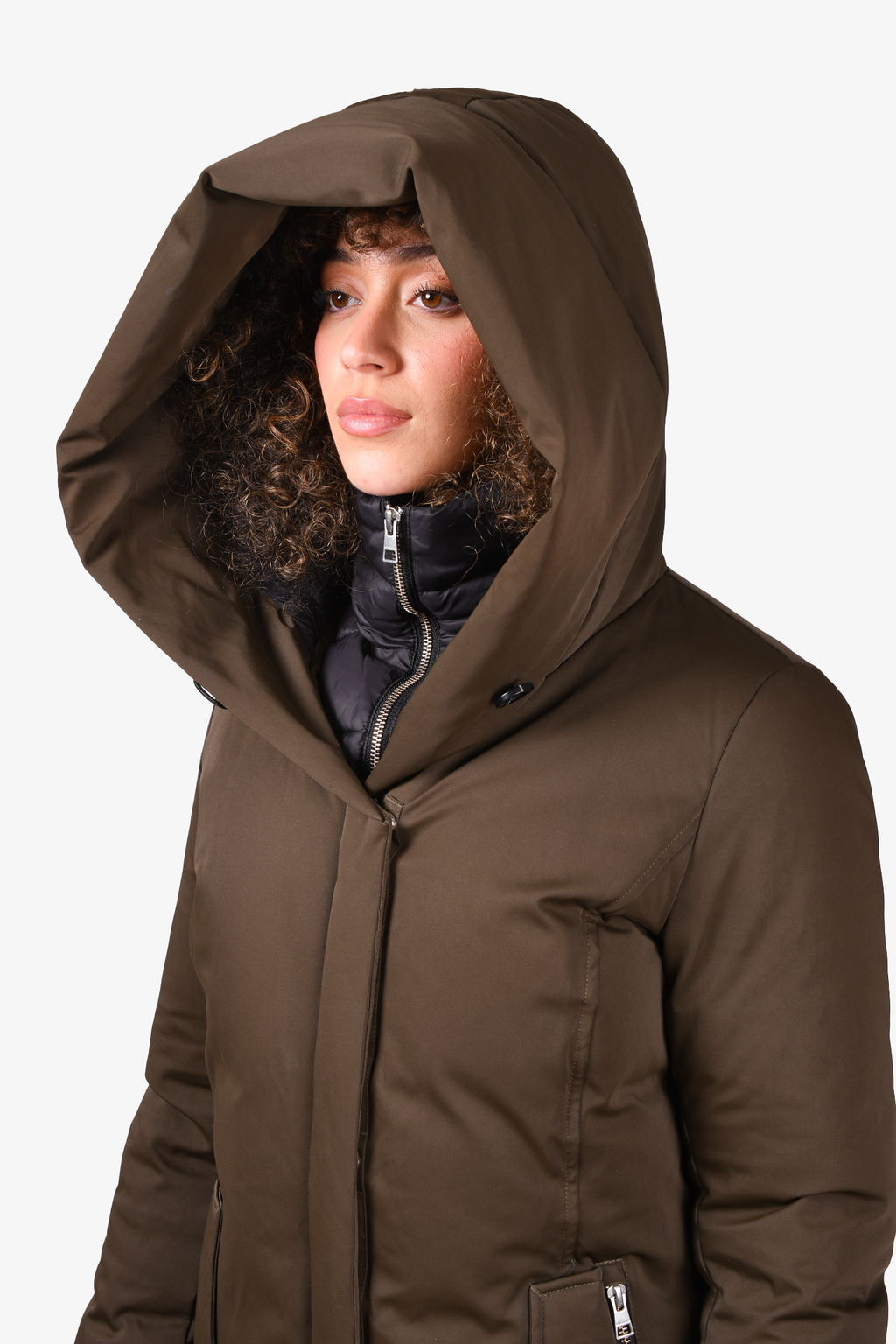 Soia & Kyo Dark Green Double Zip Down Jacket Size M