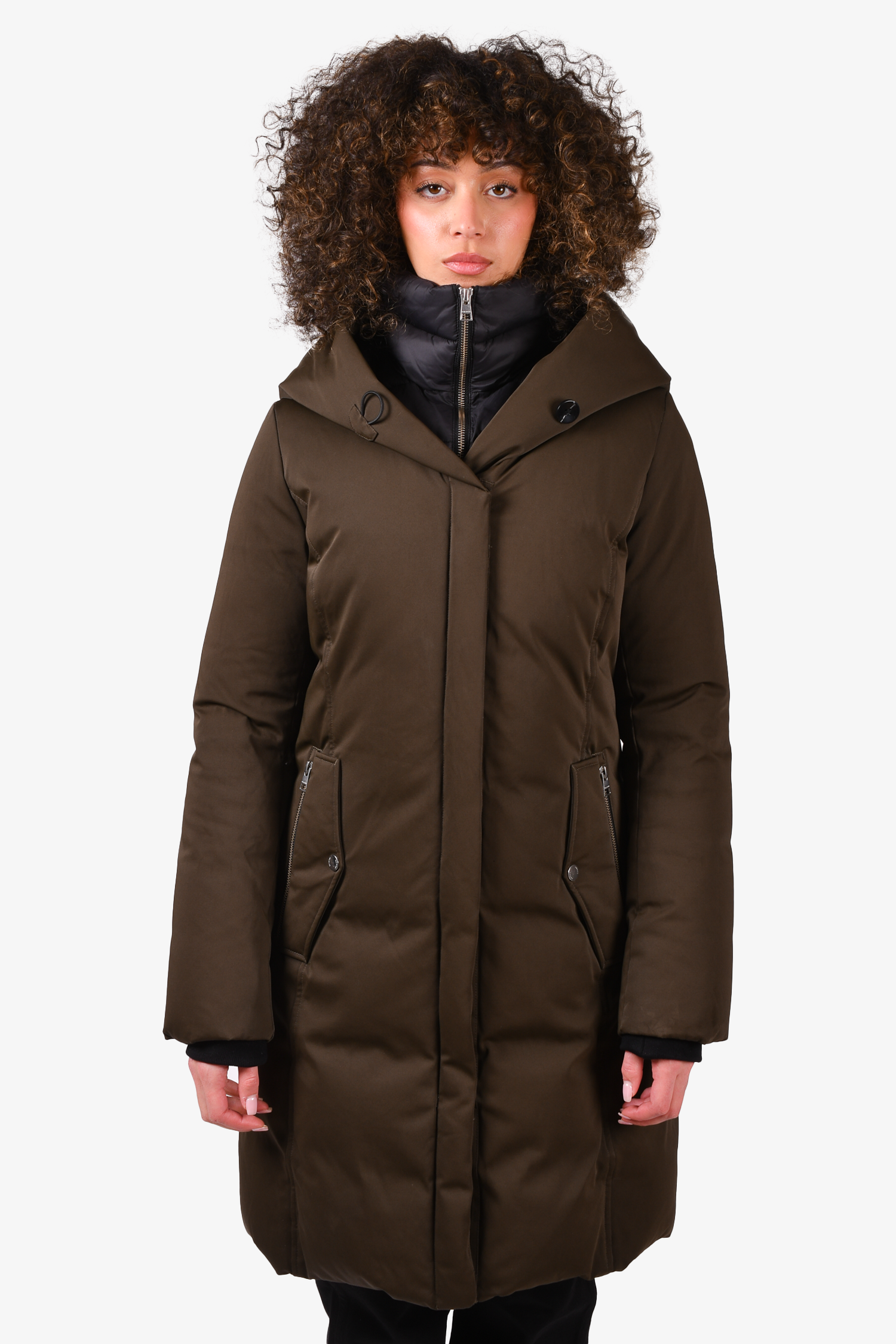 Soia & Kyo Dark Green Double Zip Down Jacket Size M