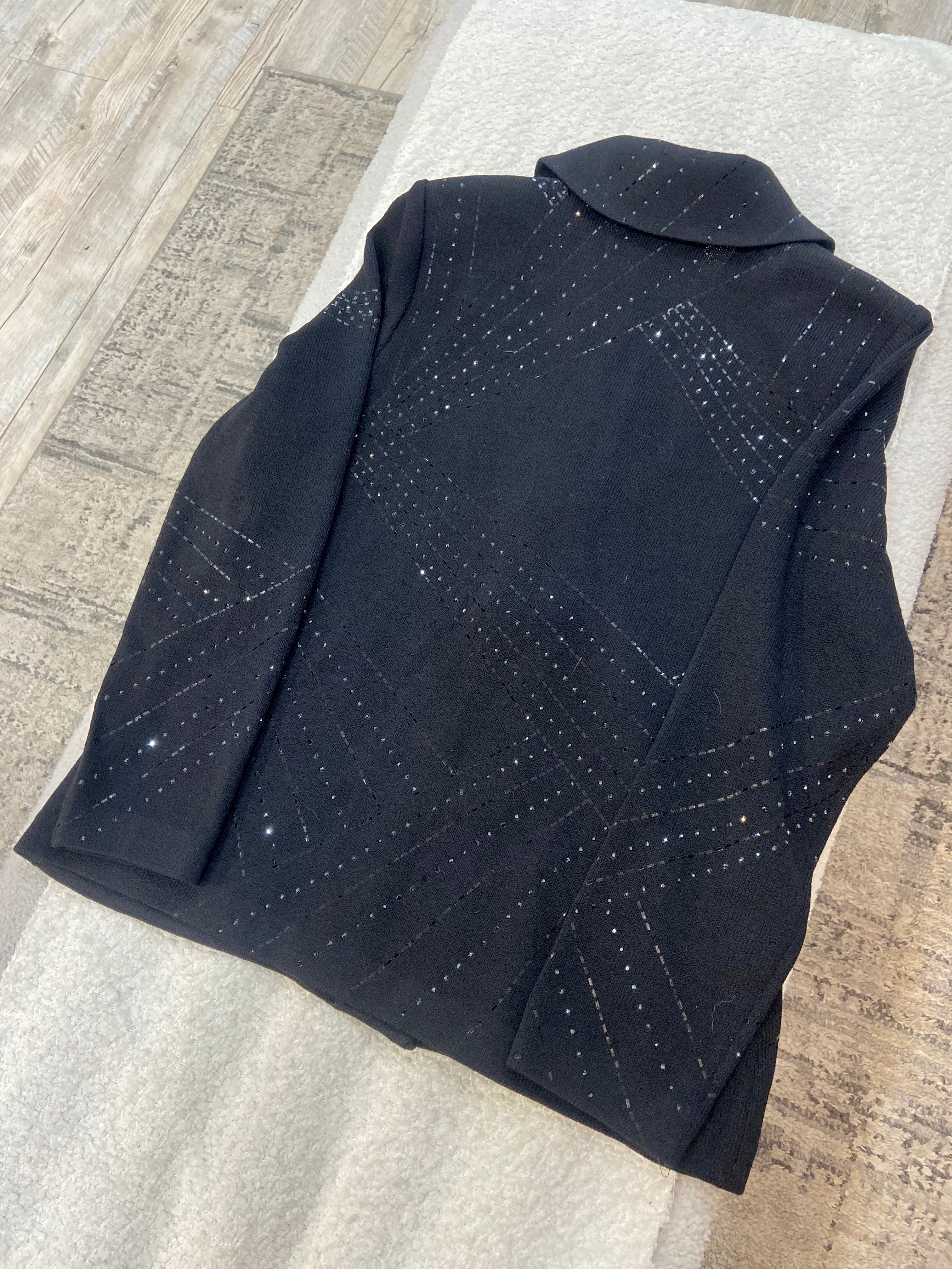 ST JOHN SEQUIN KNIT PAILLETTES CRYSTAL BUTTONS JACKET
