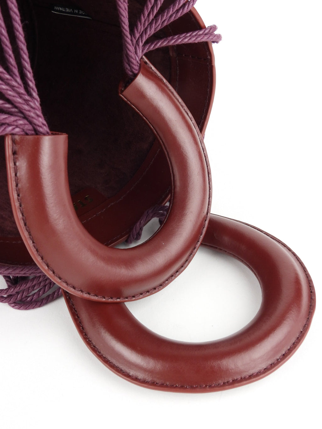 Staud Burgundy Leather Mesh Wrap Bucket Bag