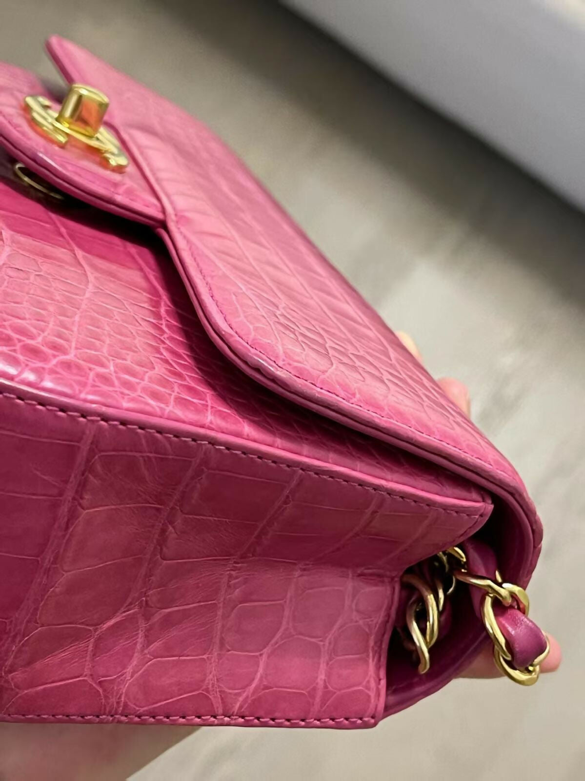 Chanel Pink Mini Crocodile Flap Bag