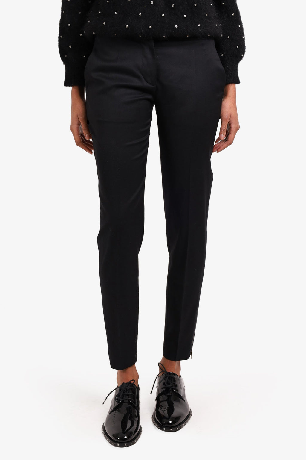 Stella McCartney Black Wool Pencil Pants Bottom Zip size 36