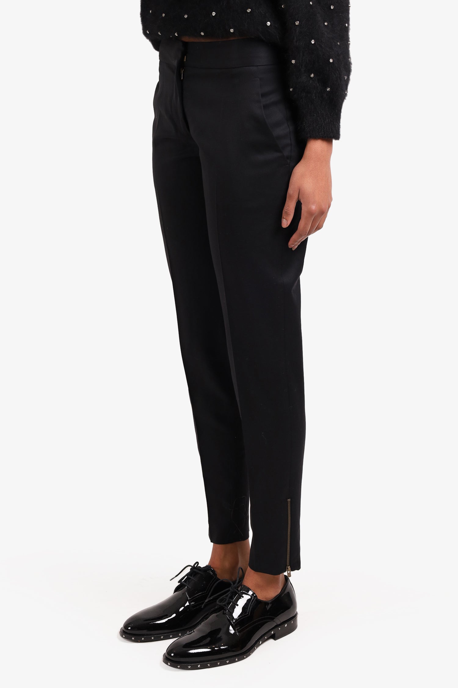 Stella McCartney Black Wool Pencil Pants Bottom Zip size 36