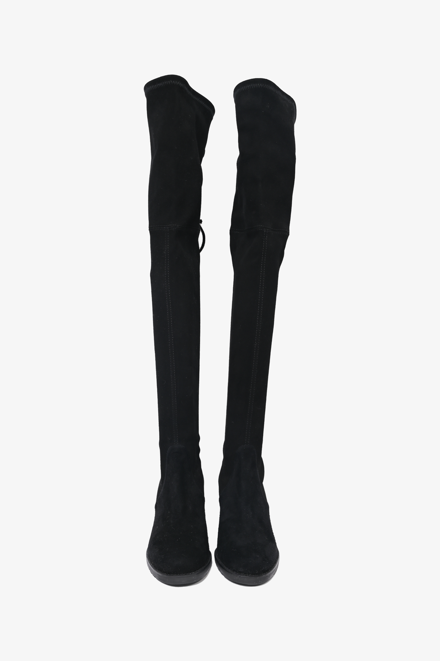 Stuart Weitzman Black Suede Knee High Block Heel Boots Size 7.5
