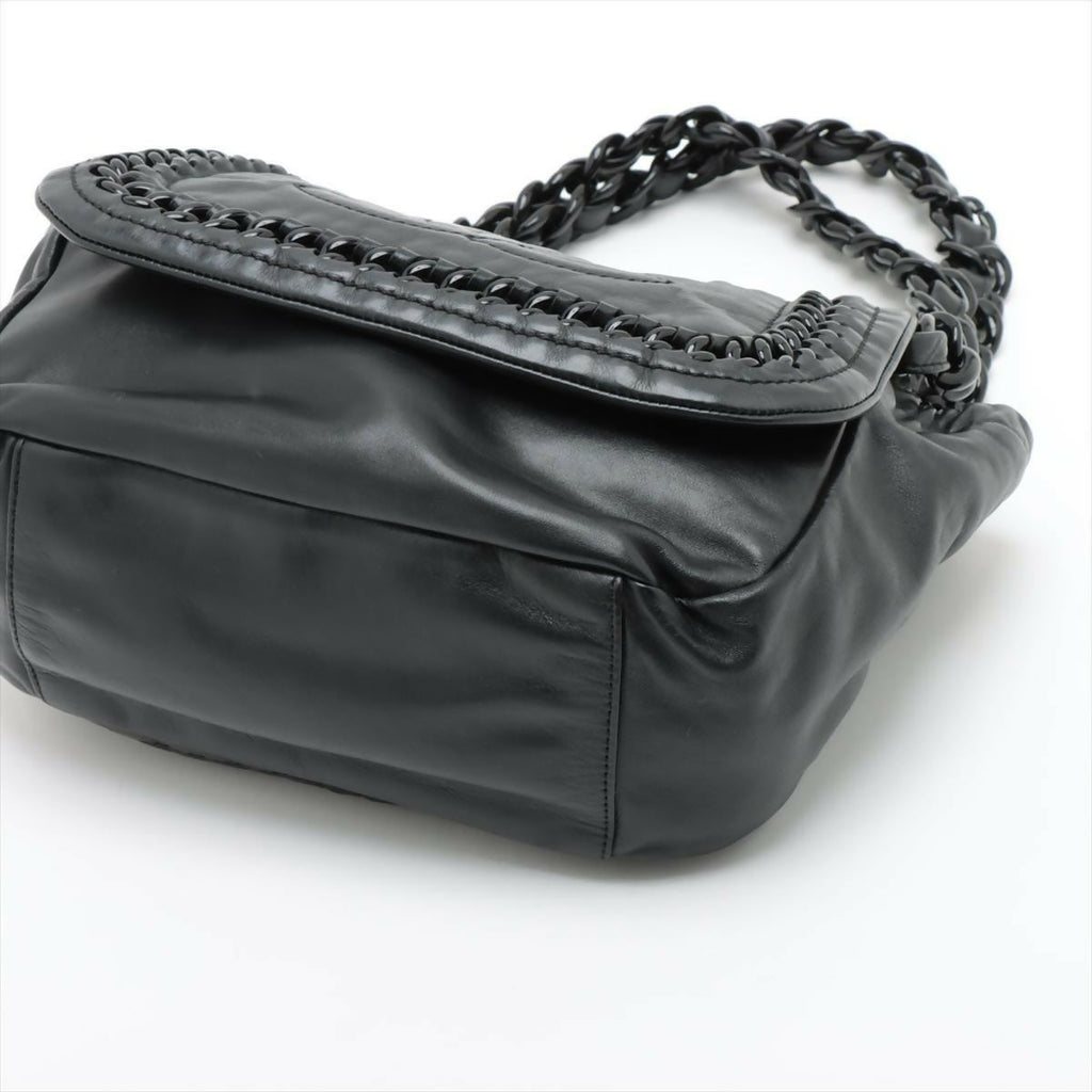 Chanel Black Crinkled Patent Leather Modern Chain Flap Bag
