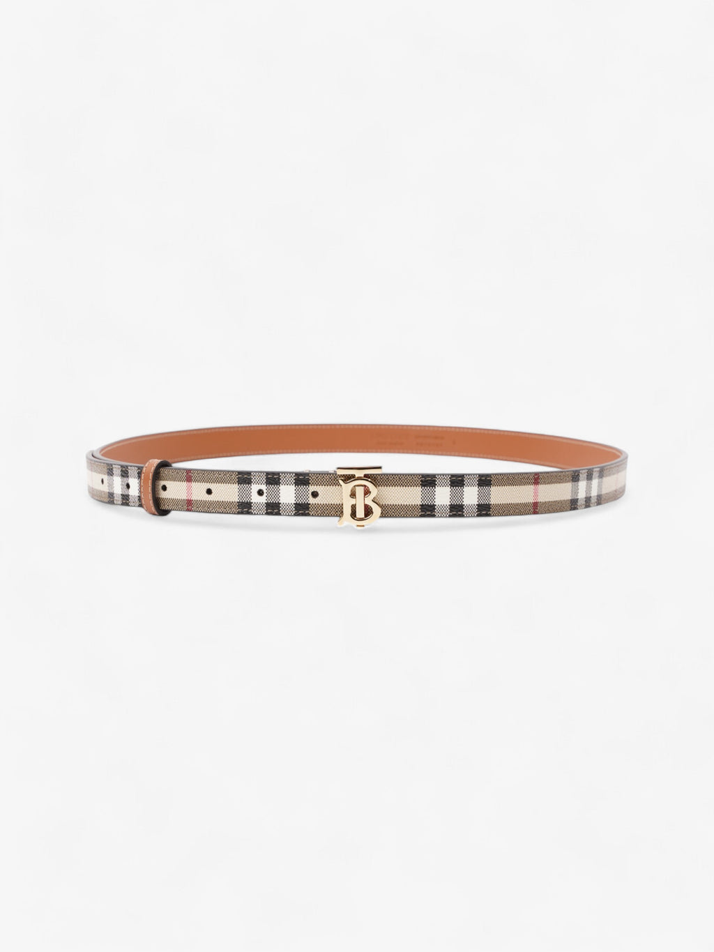 Burberry TB Belt Vintage Check / Light Gold Canvas Large - 117cm