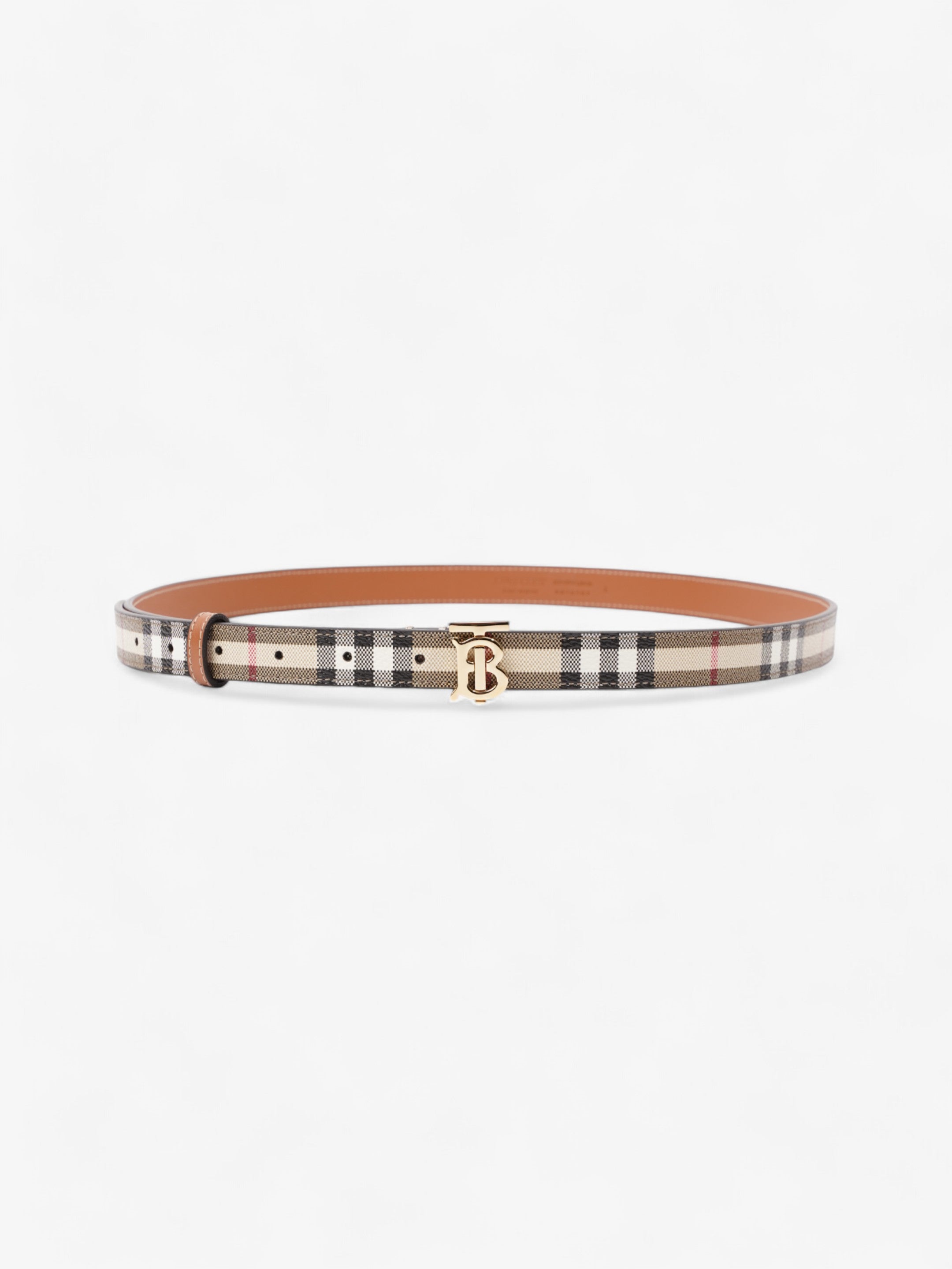 Burberry TB Belt Vintage Check / Light Gold Canvas Large - 117cm