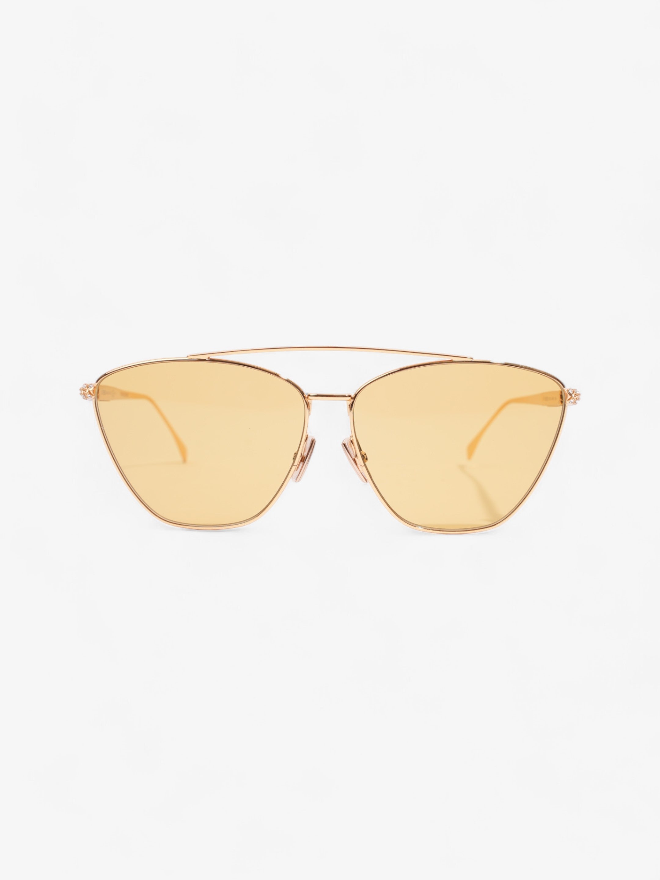 Fendi Baguette Aviator Sunglasses Gold / Yellow Acetate 145mm