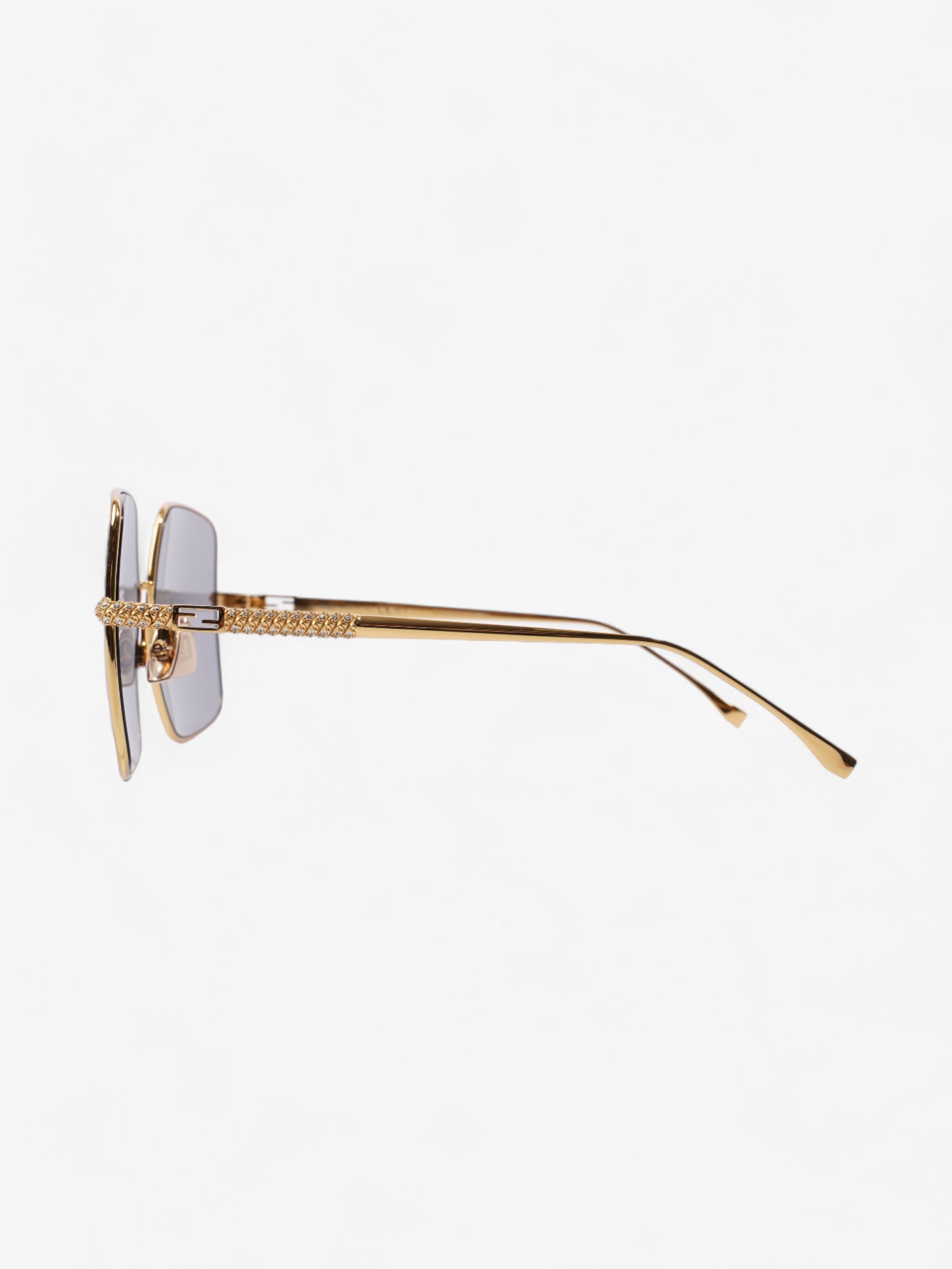 Fendi Oversized Sunglasses with Rhinestones Gold Acetate 145mm