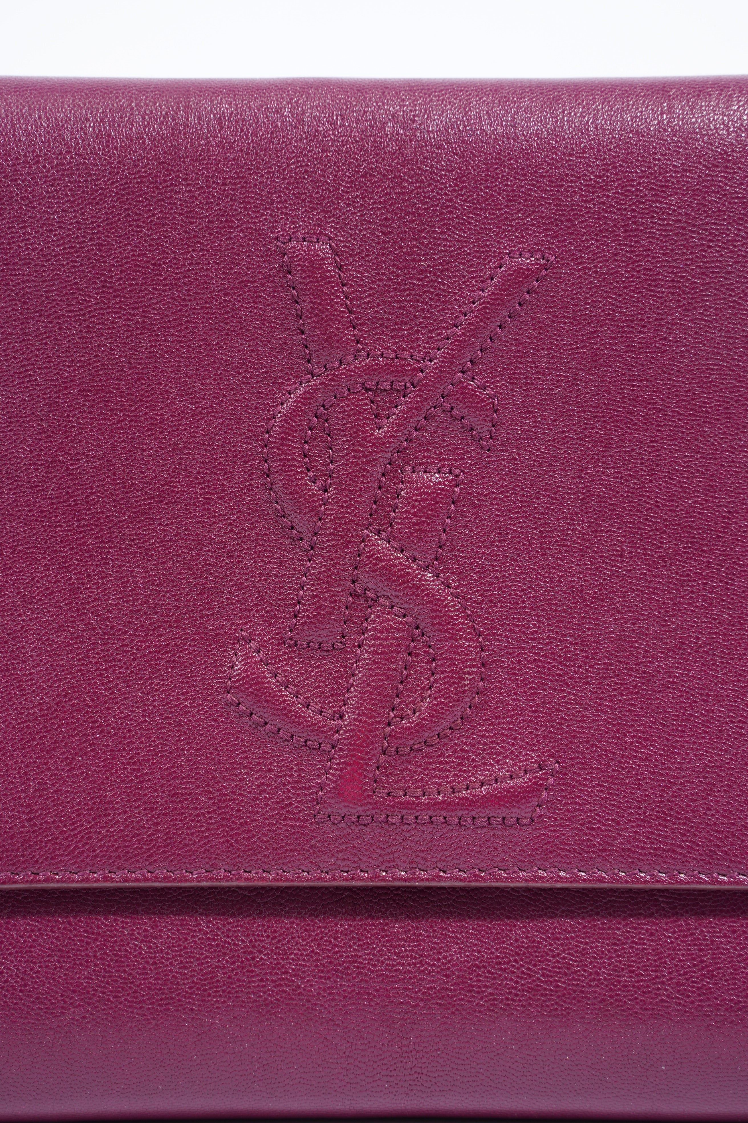 Saint Laurent Flap Clutch Purple Leather