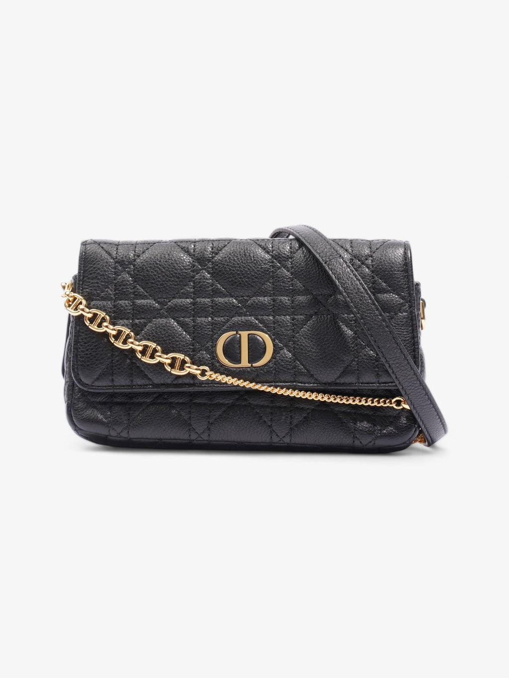Christian Dior Caro Pouch Black Calfskin Leather