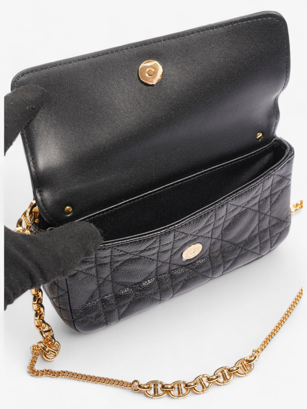 Christian Dior Caro Pouch Black Calfskin Leather