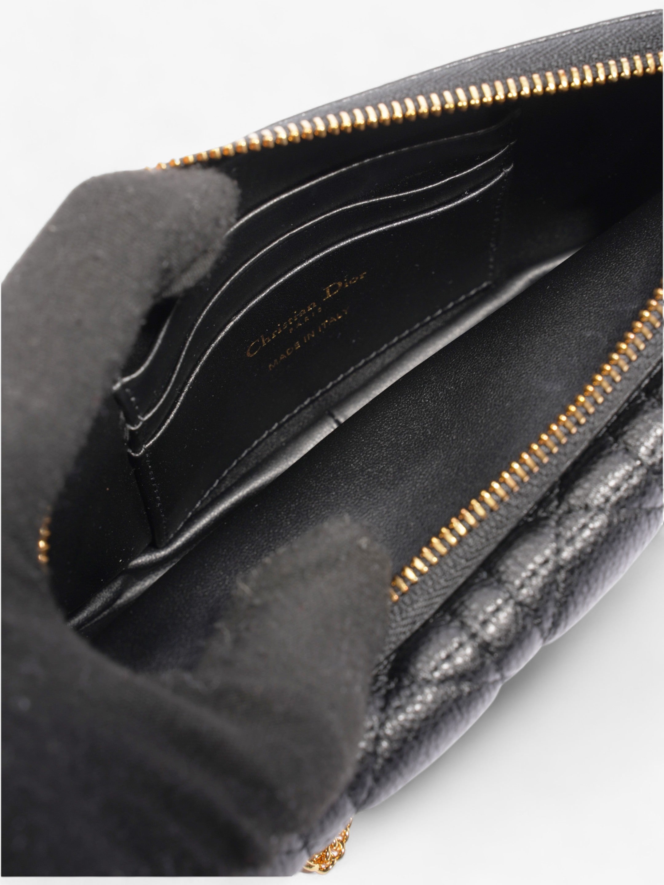 Christian Dior Caro Pouch Black Calfskin Leather