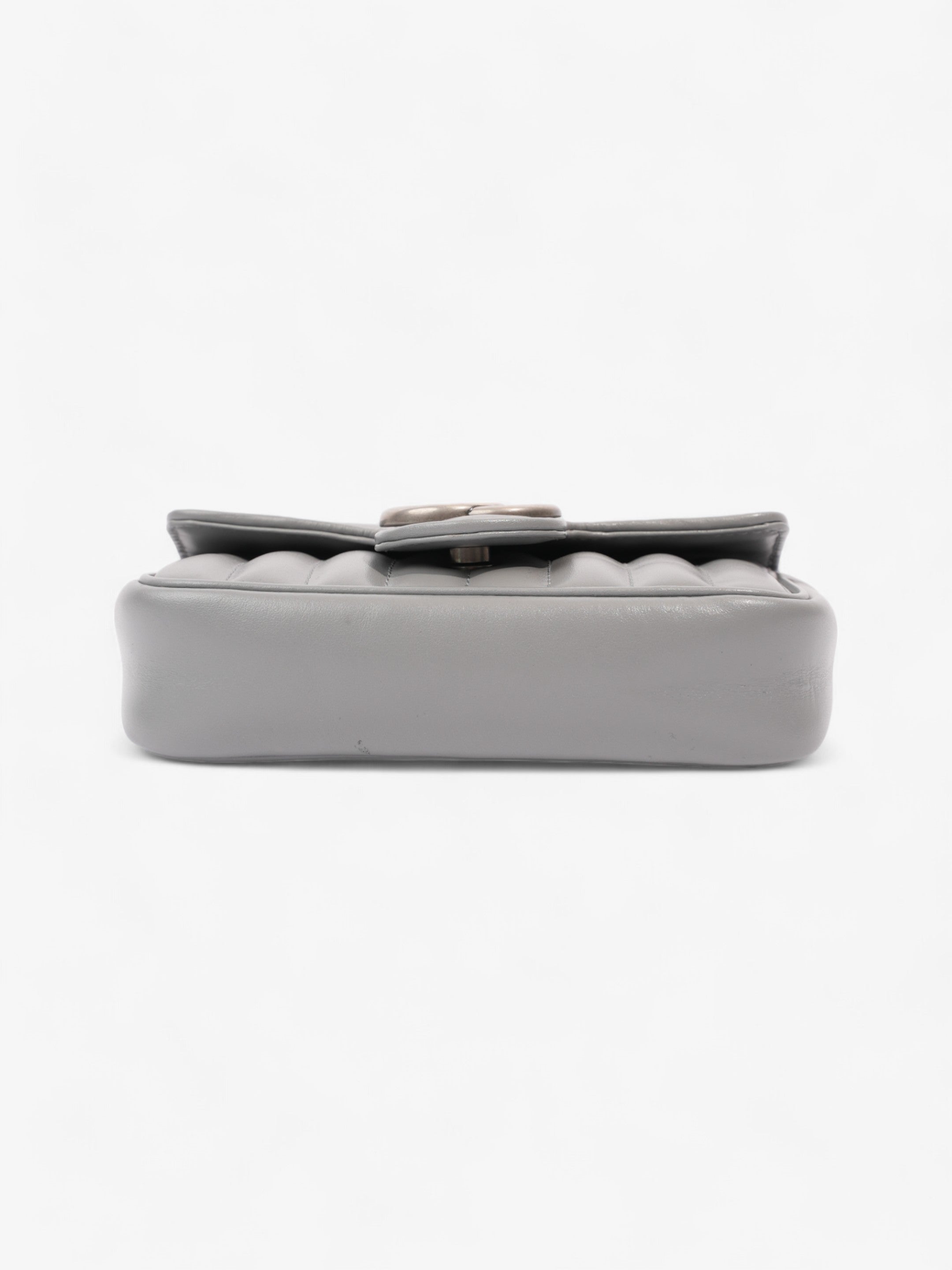 Gucci GG Marmont Grey Matelasse Leather Super Mini