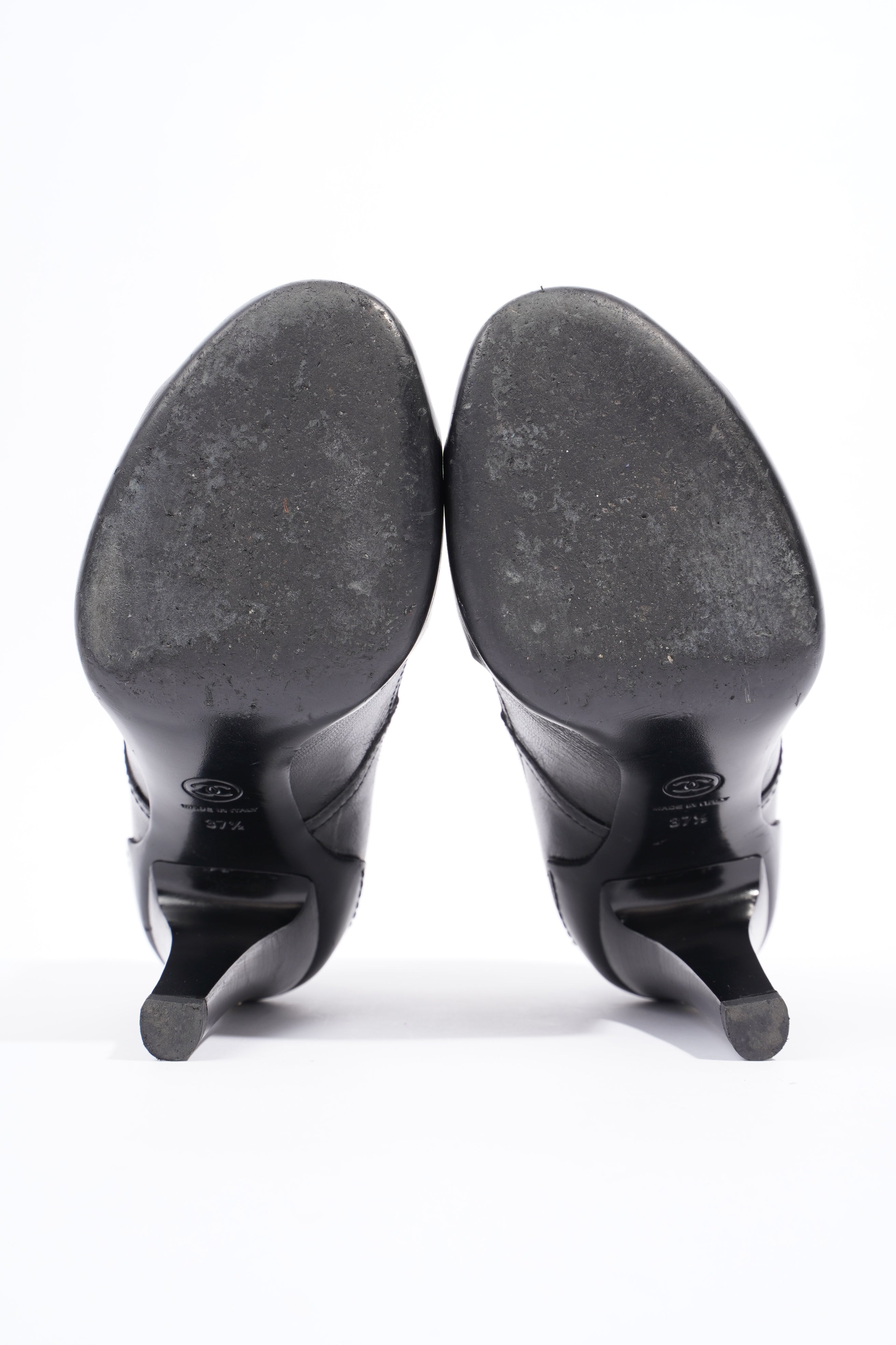 Chanel Lace Up Boots 100 Black Leather EU 37.5 UK 4.5