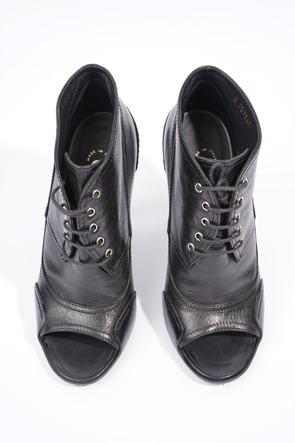 Chanel Lace Up Boots 100 Black Leather EU 37.5 UK 4.5