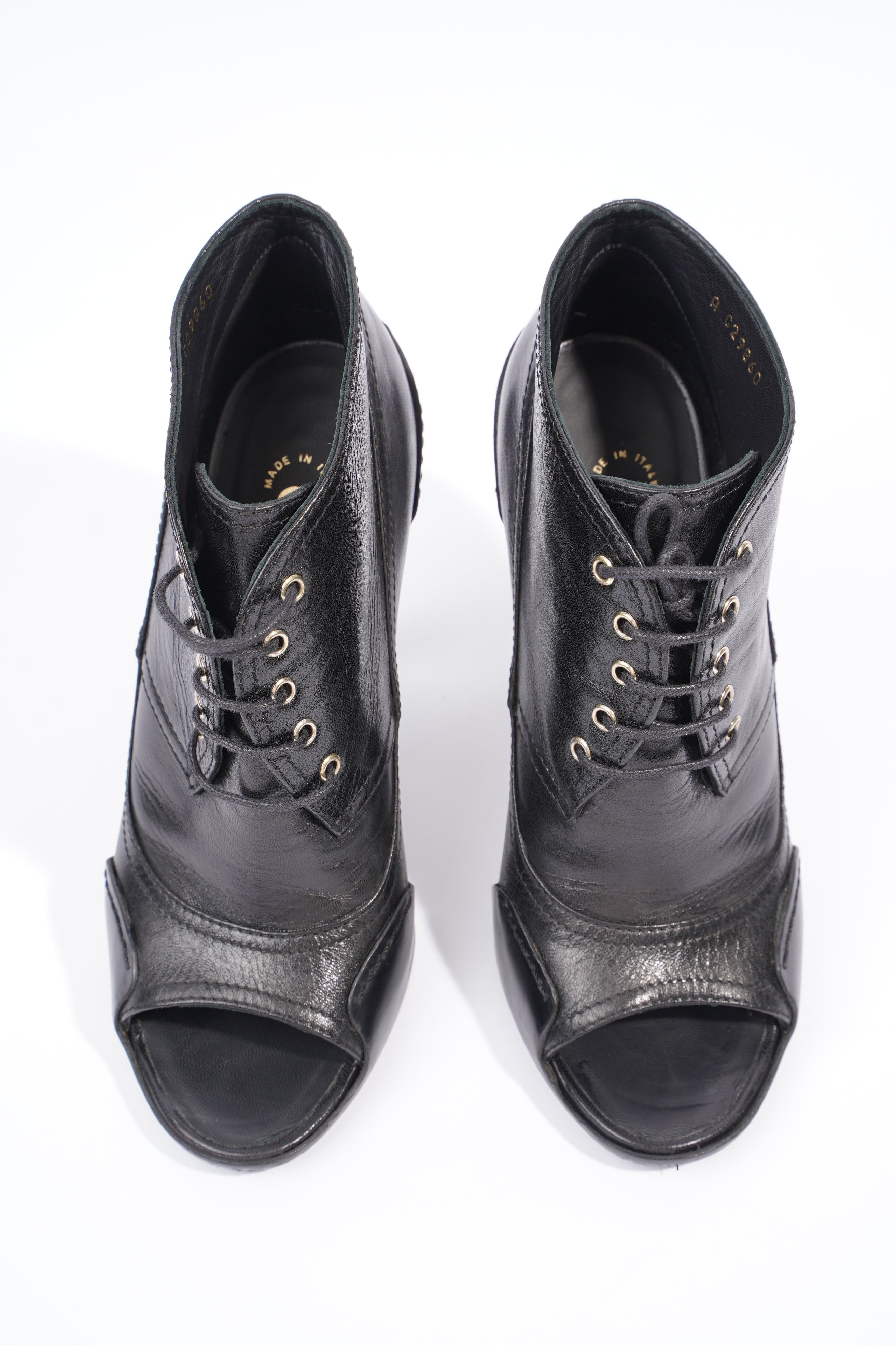 Chanel Lace Up Boots 100 Black Leather EU 37.5 UK 4.5