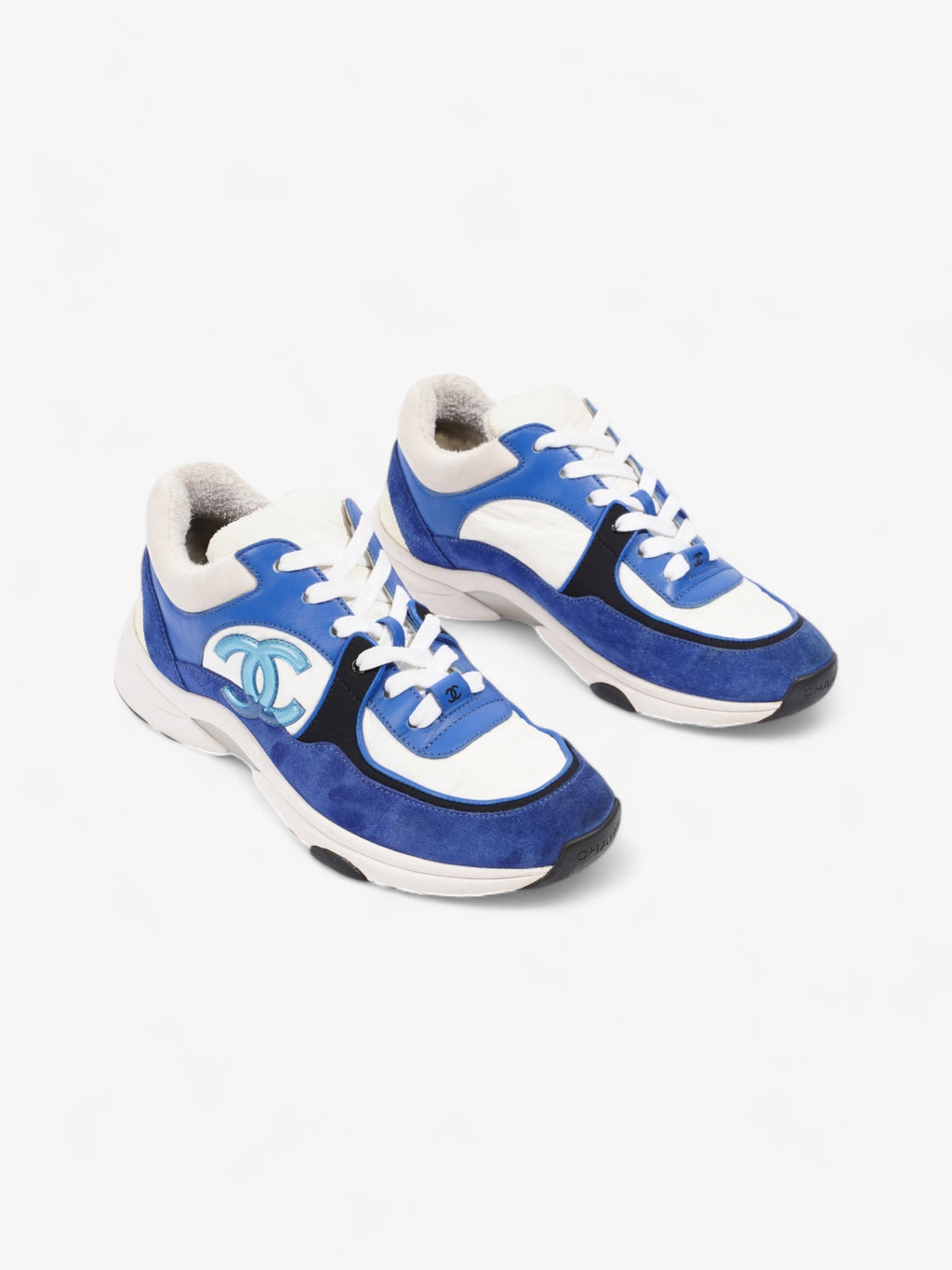 Chanel CC Runner White / Blue / Black Suede EU 37.5 UK 4.5