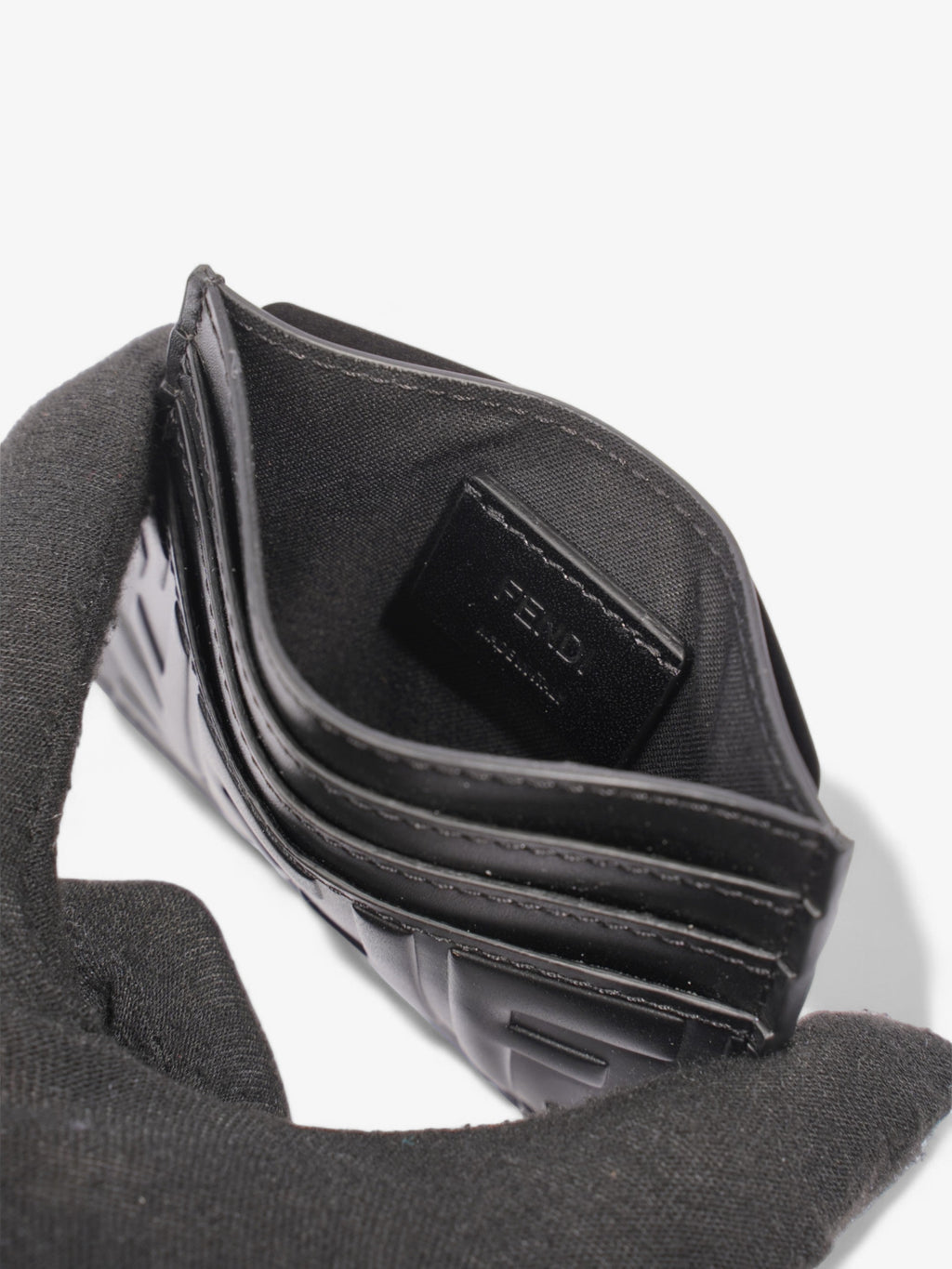 Fendi FF holder Black Leather
