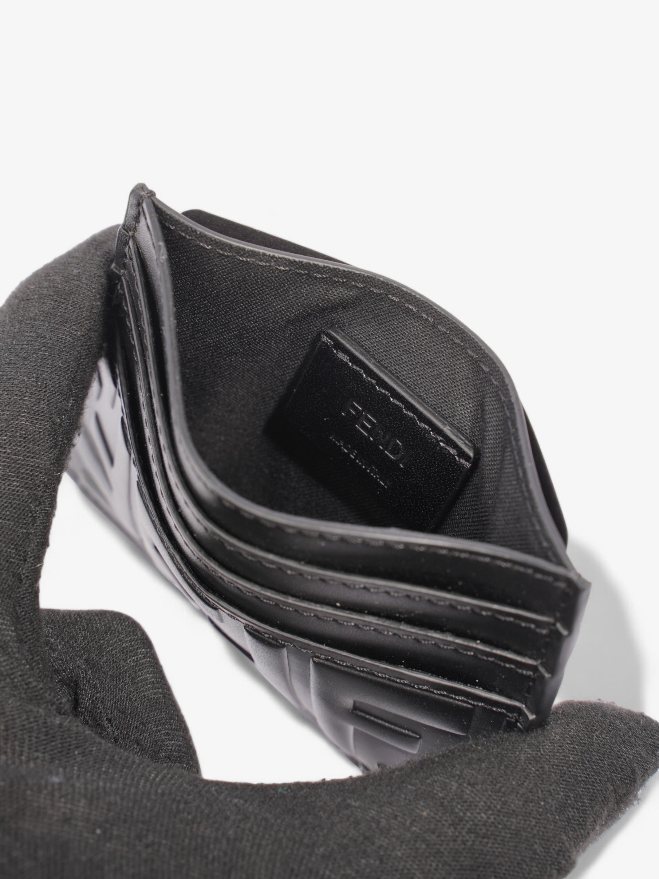 Fendi FF holder Black Leather