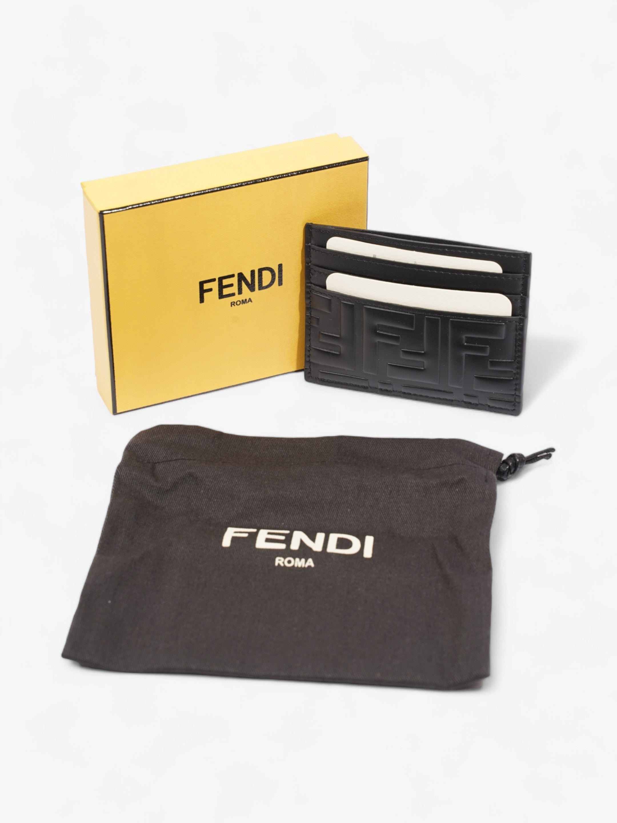 Fendi FF holder Black Leather