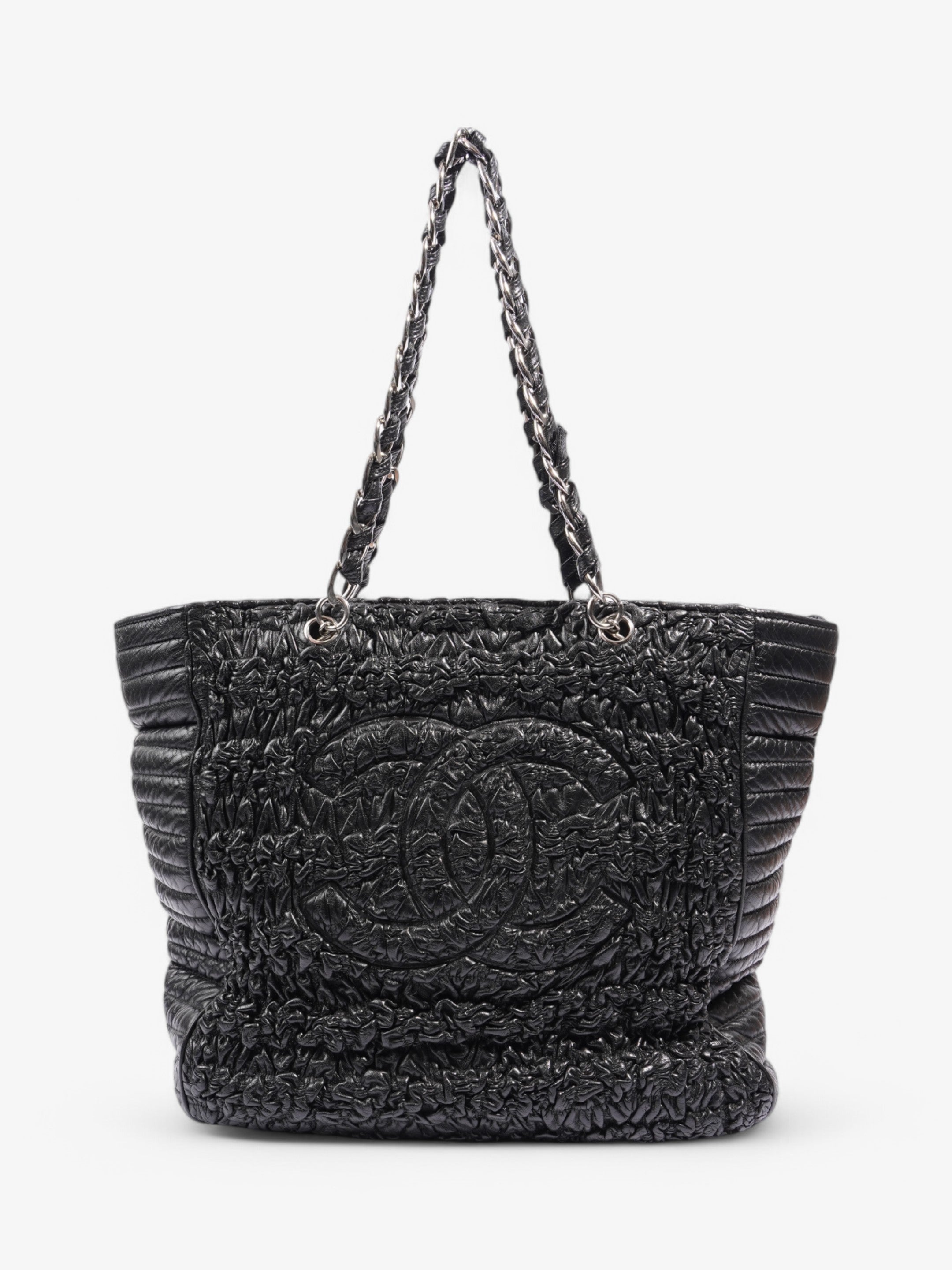 Chanel Astrakhan Shopping Bag Black Lambskin Leather