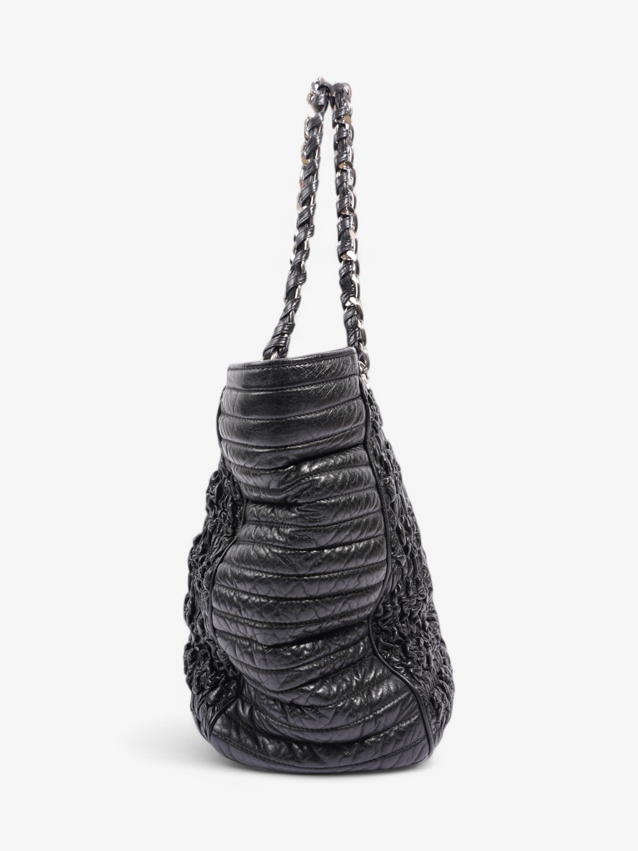 Chanel Astrakhan Shopping Bag Black Lambskin Leather