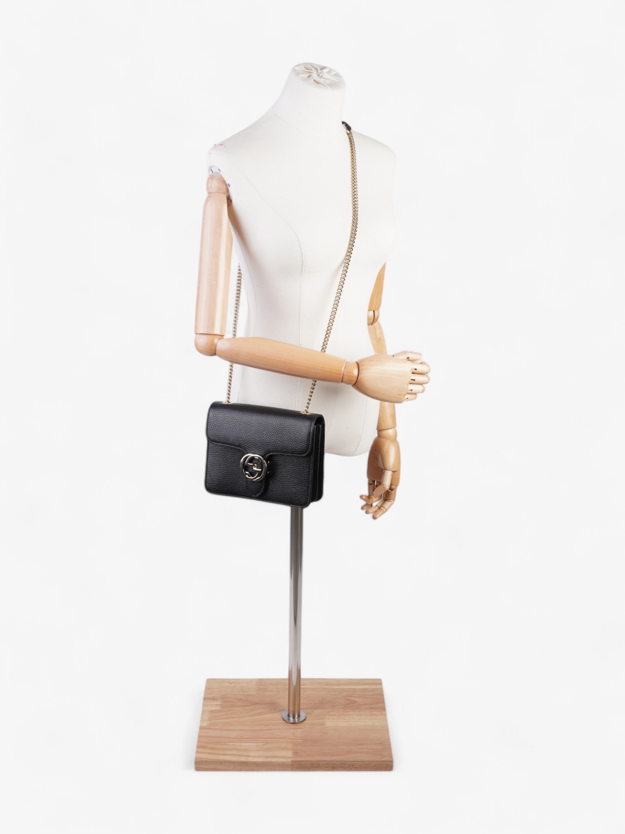 Gucci Dollar Interlocking G Black Calfskin Leather Small