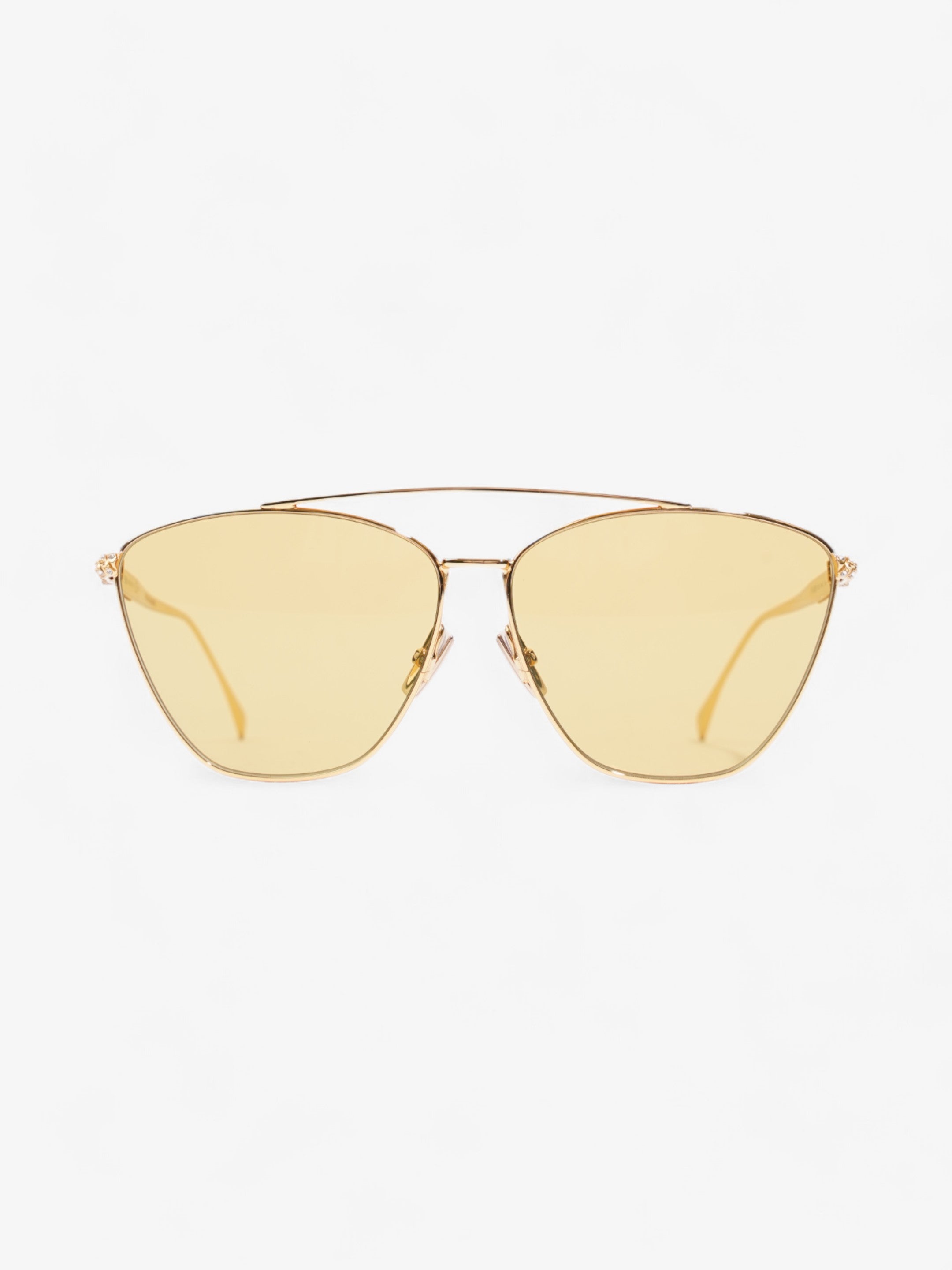 Fendi Baguette Aviator Sunglasses Gold / Yellow Acetate 145mm