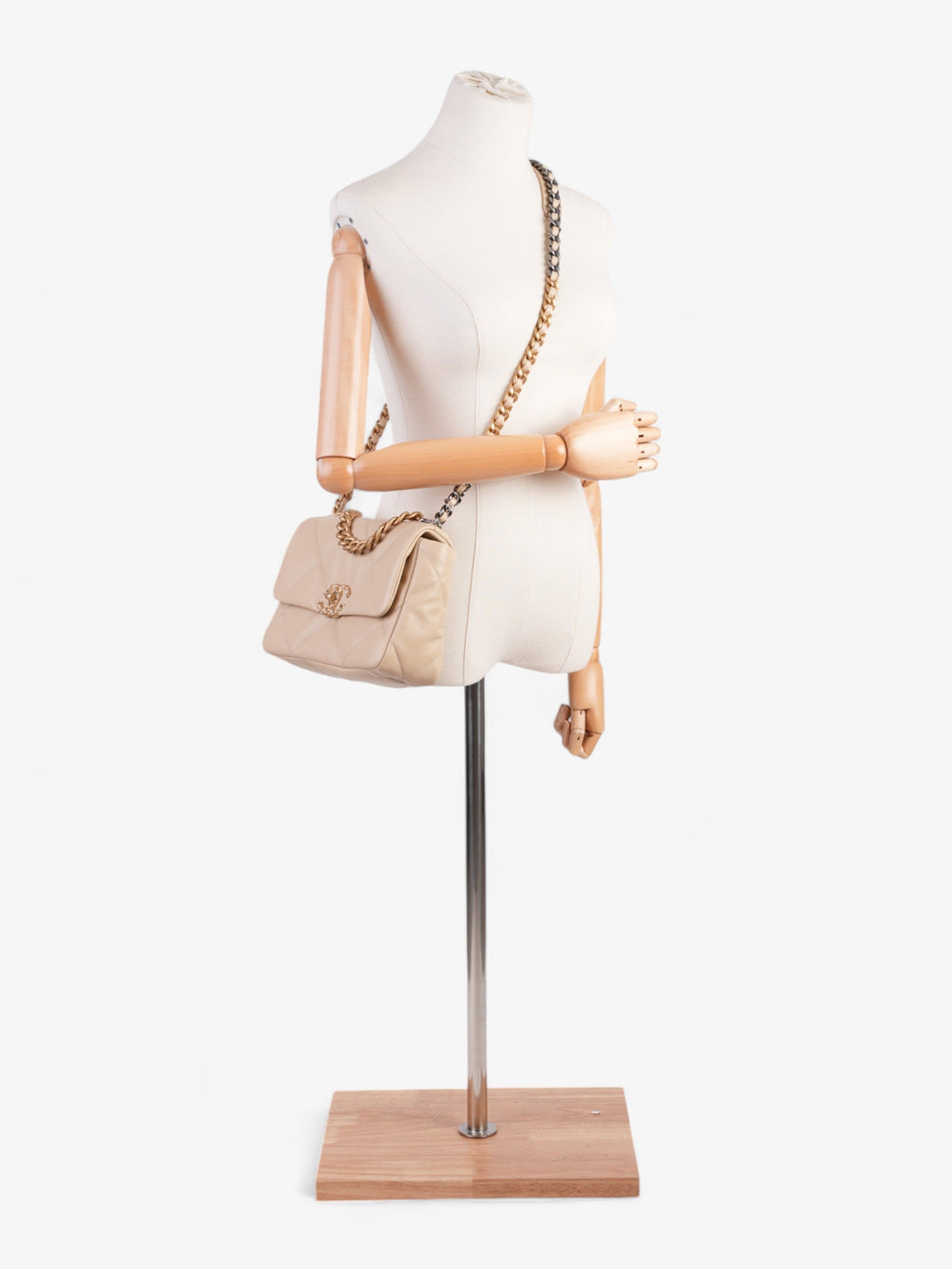 Chanel 19 Flap Beige Lambskin Leather Medium