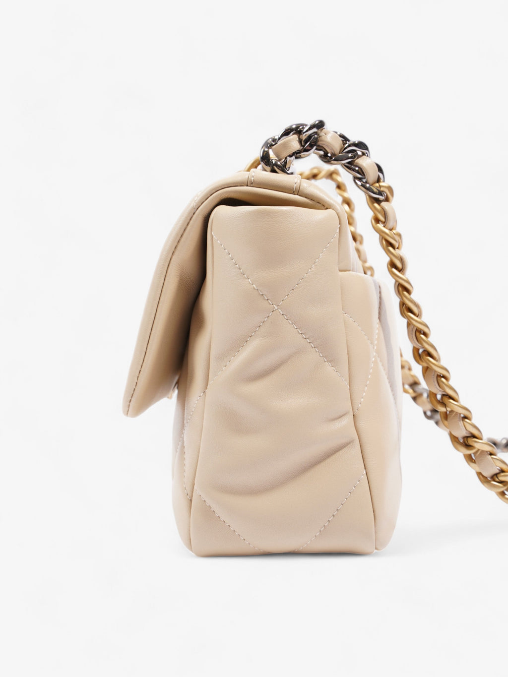 Chanel 19 Flap Beige Lambskin Leather Medium