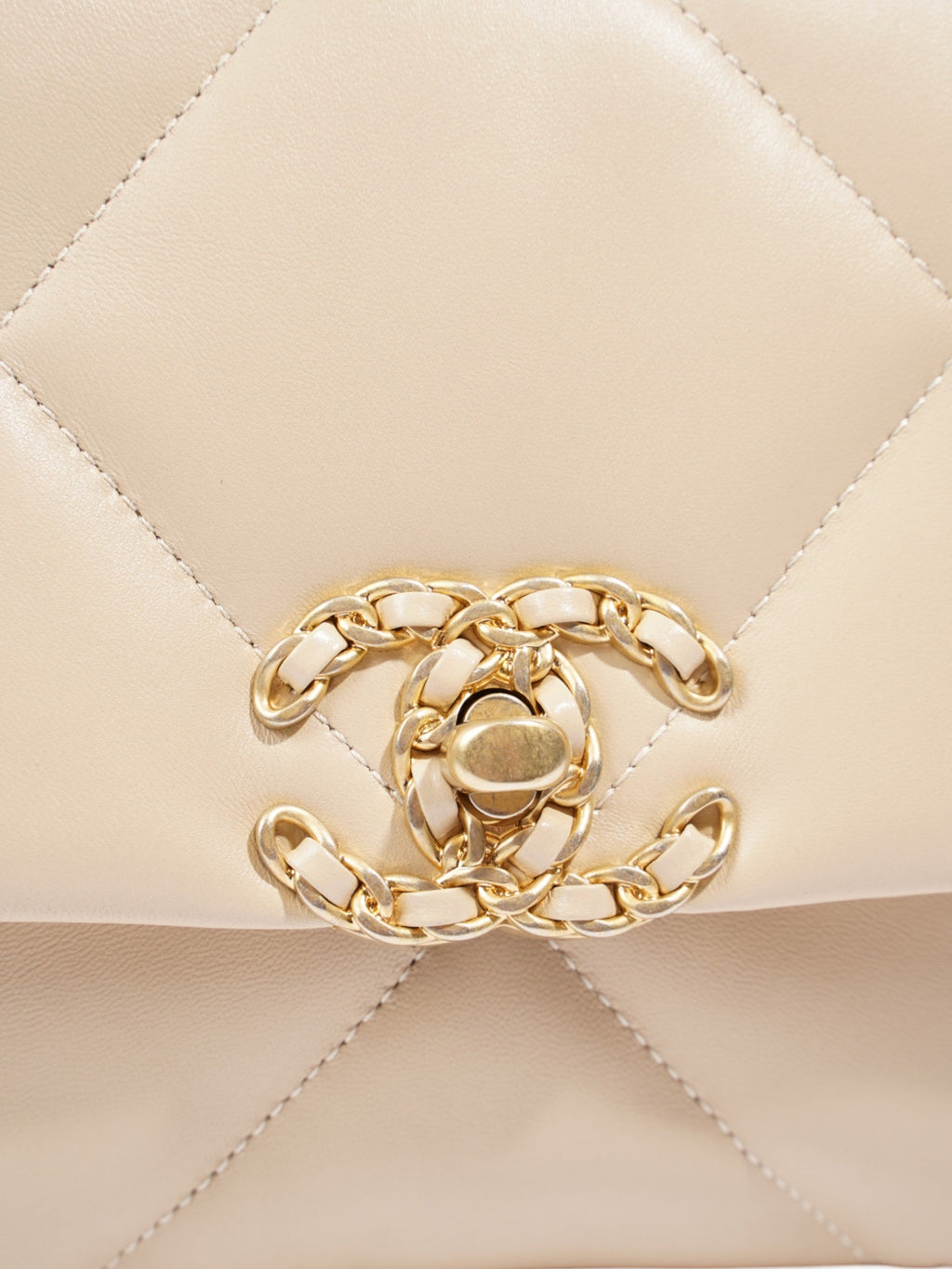 Chanel 19 Flap Beige Lambskin Leather Medium