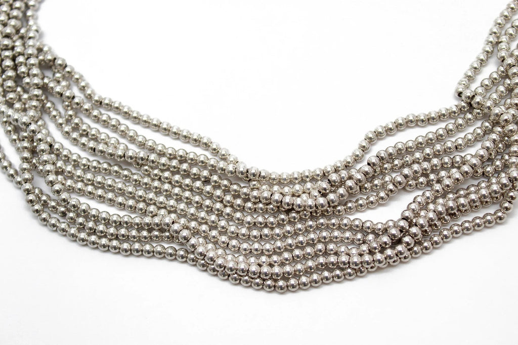 TIFFANY & CO. BEADED MULTISTRAND TORSADE STERLING SILVER COLLAR NECKLACE